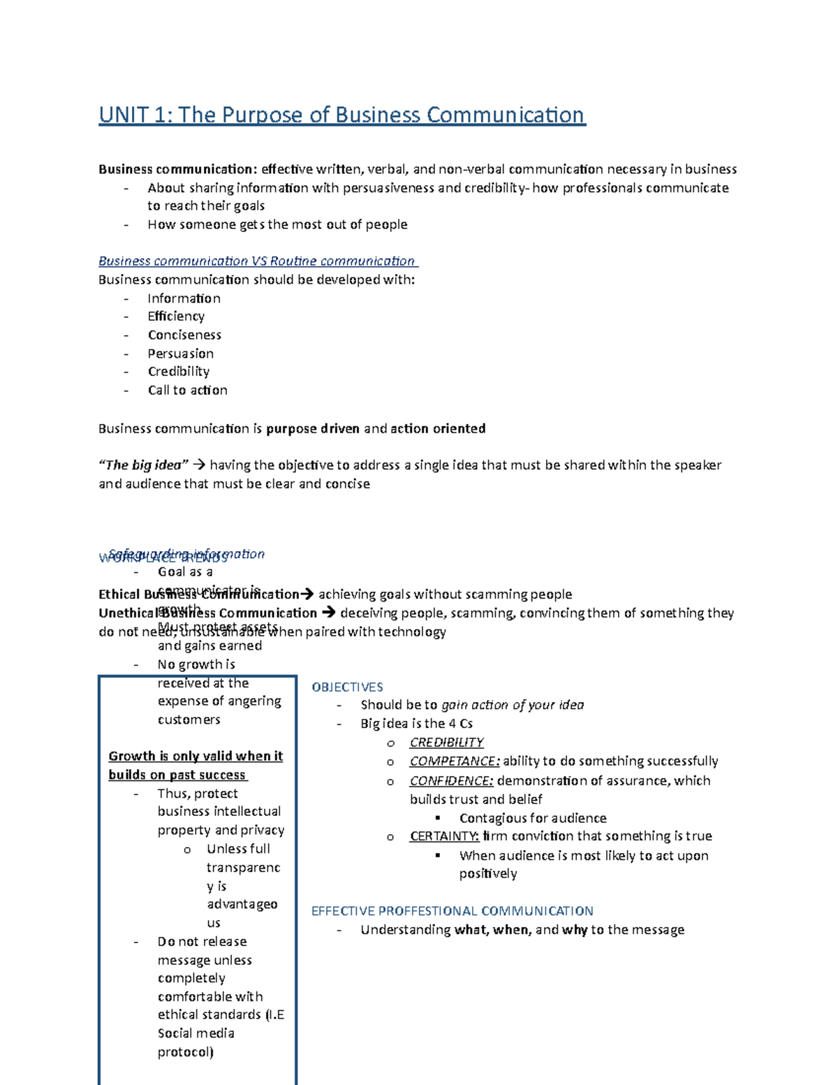 MCS 2000- UNIT 1 online notes - UNIT 1: The Purpose of Business ...