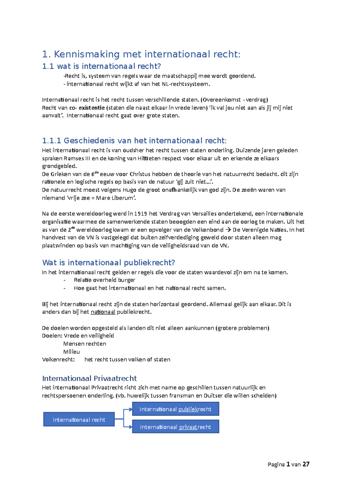 Samenvatting Boek - 1. Kennismaking Met Internationaal Recht: 1 Wat Is ...