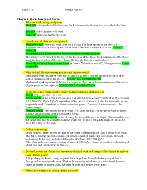 KNES 311 Exam 2 Study Guide - Exam 2 Study Guide This is meant to be a ...