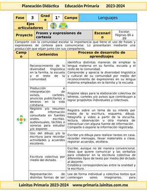 1° SEM21 WORD PlaneacióN Proyectos Darukel 23-24 - Esc. Primaria: “Lic ...