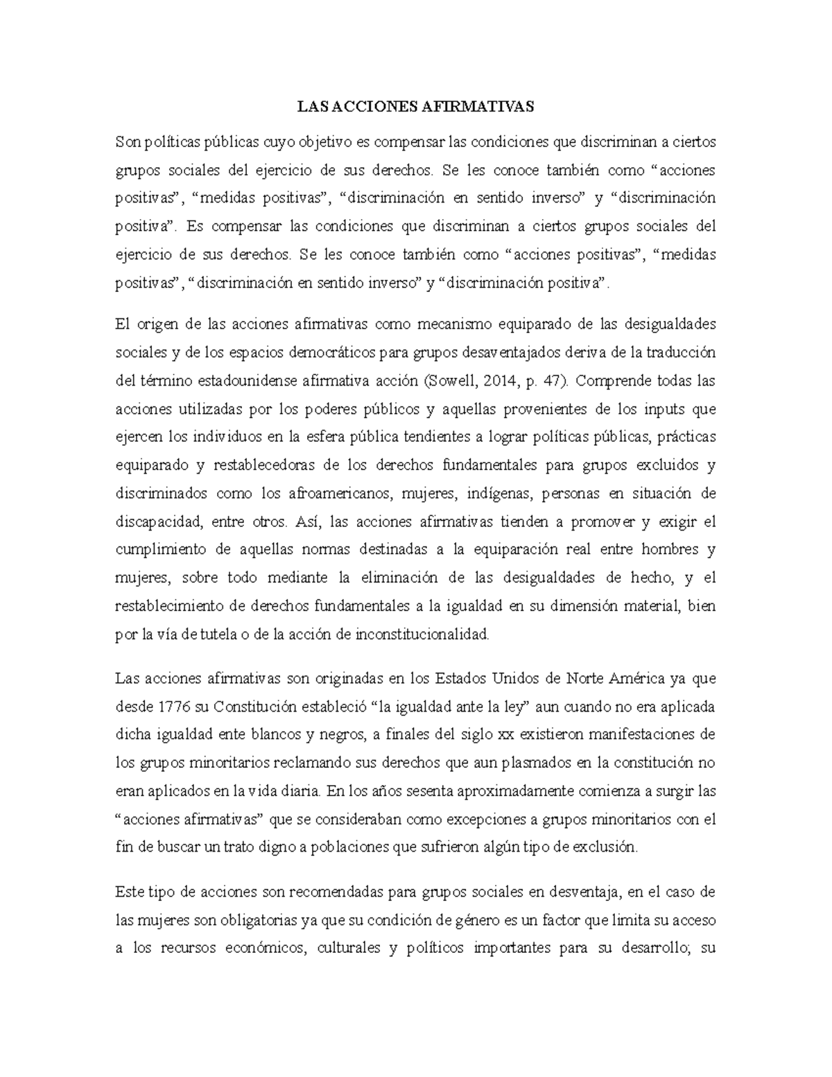 Las Acciones Afirmativas Medidas De Acciones Afirmativas Las