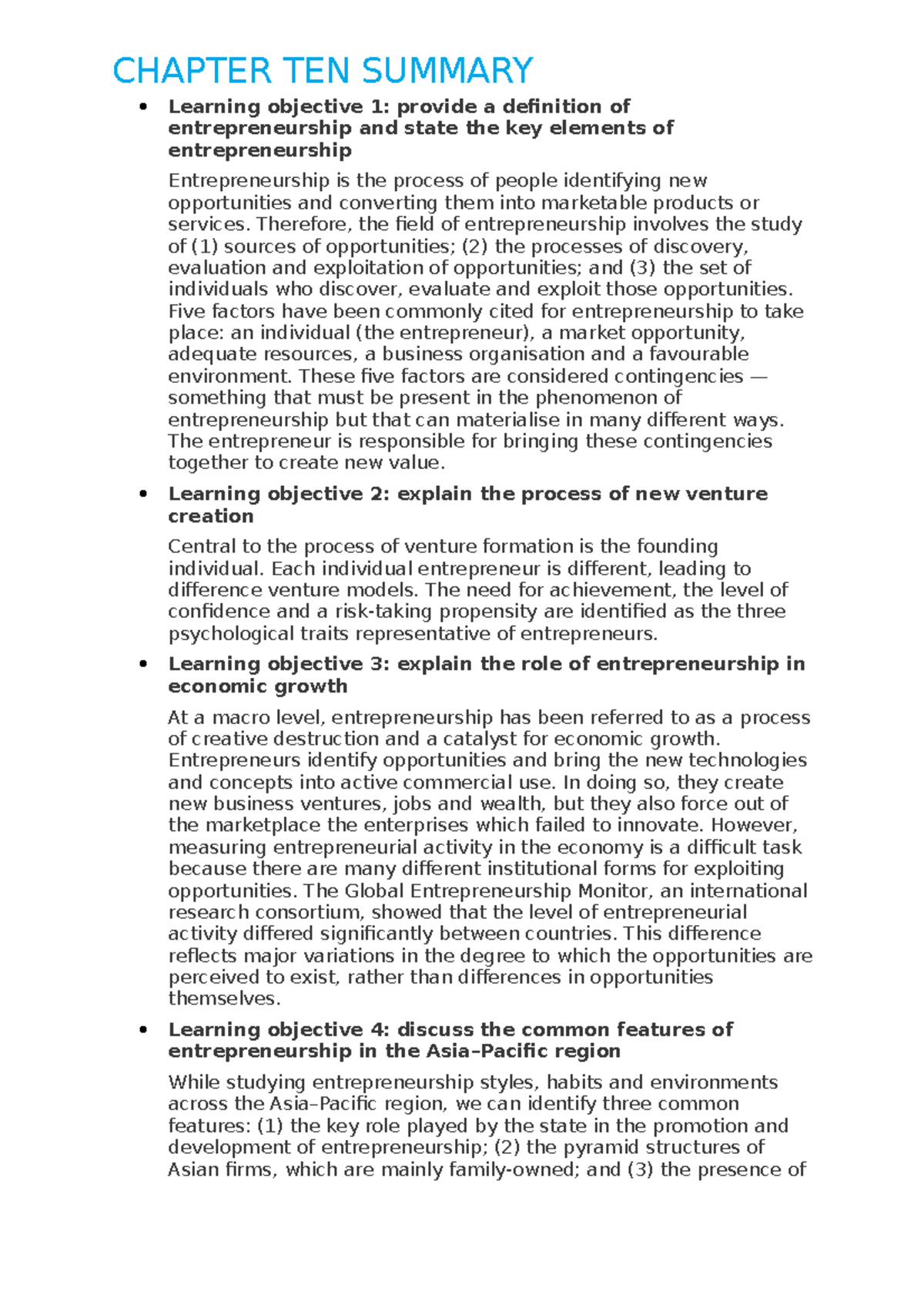 Chapter TEN Summary - 200911 - UWS - Studocu