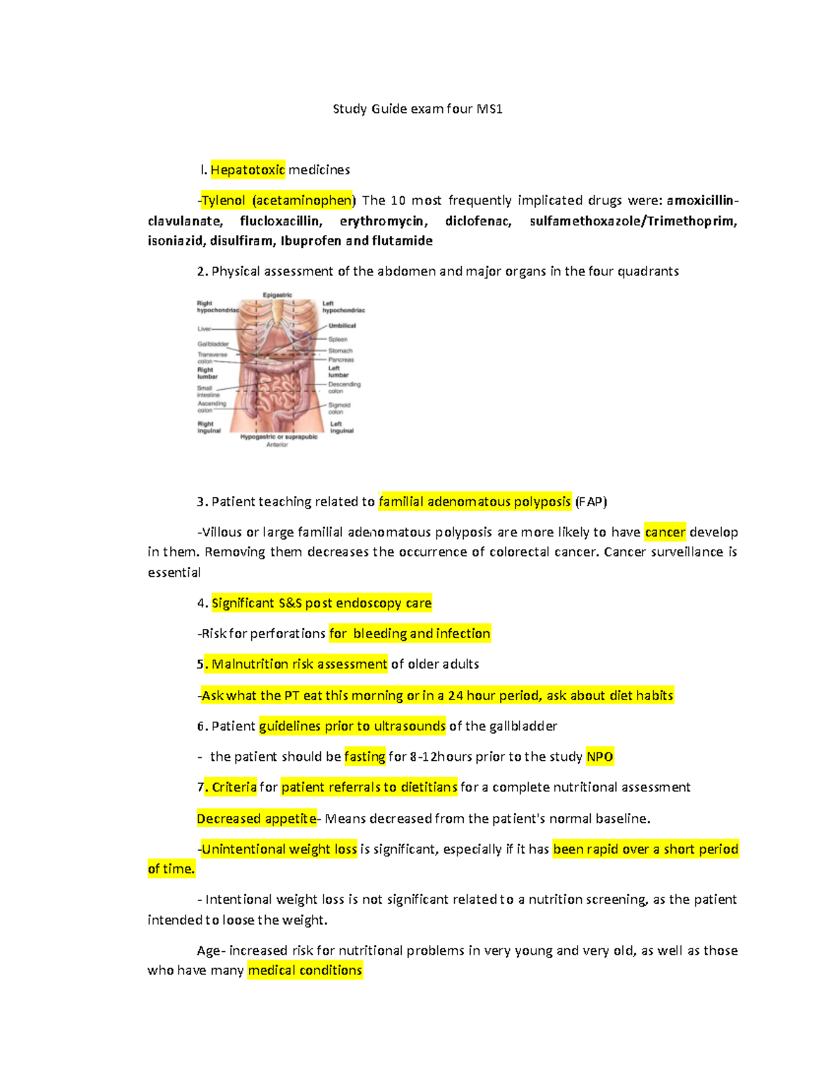 Exam 4 study guide - Exam review - Study Guide exam four MS l ...