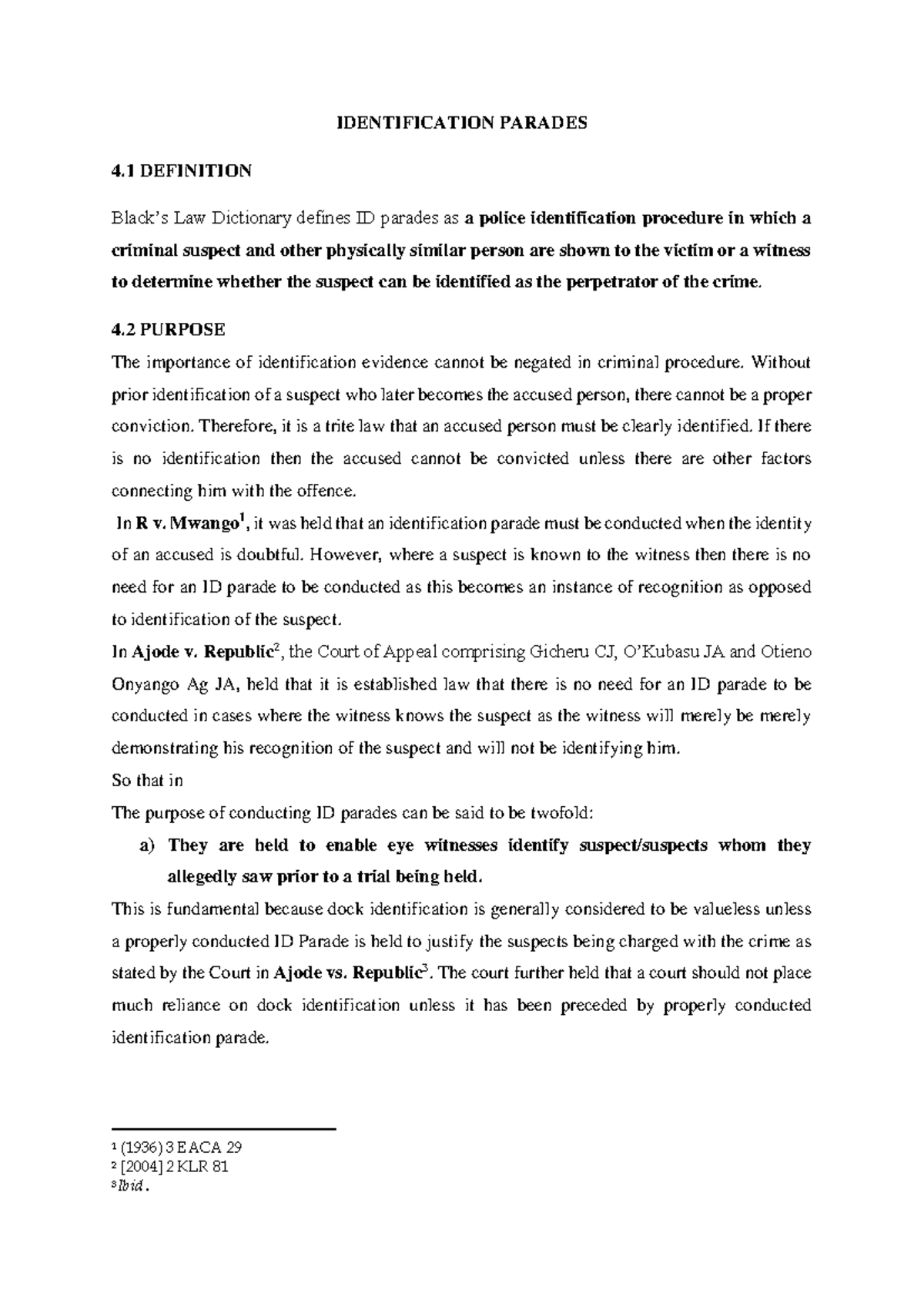 Identification Parades Writes UPS -LAW OF Evidence - IDENTIFICATION ...
