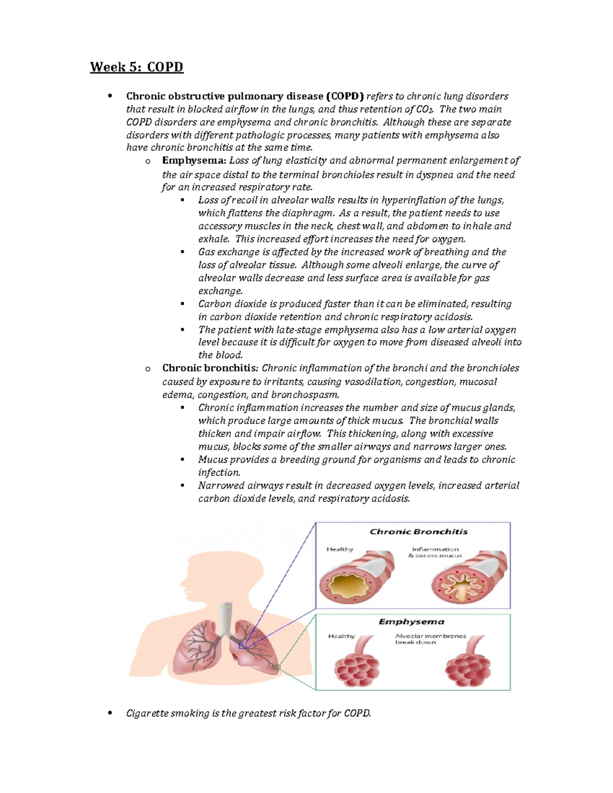 A&E I Exam 2 Study Guide - Week 5: COPD Chronic obstructive pulmonary ...