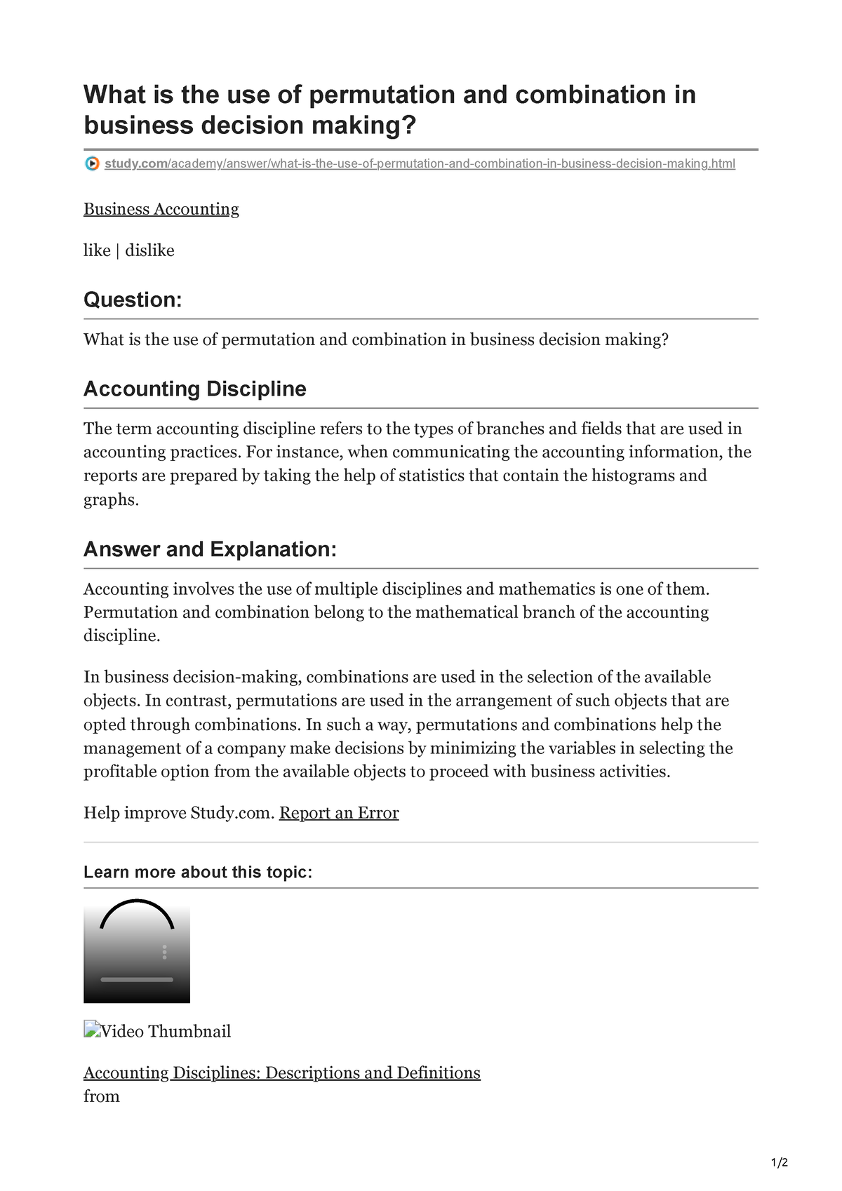 Study Com What Is The Use Of Permutation And Combination In Business 