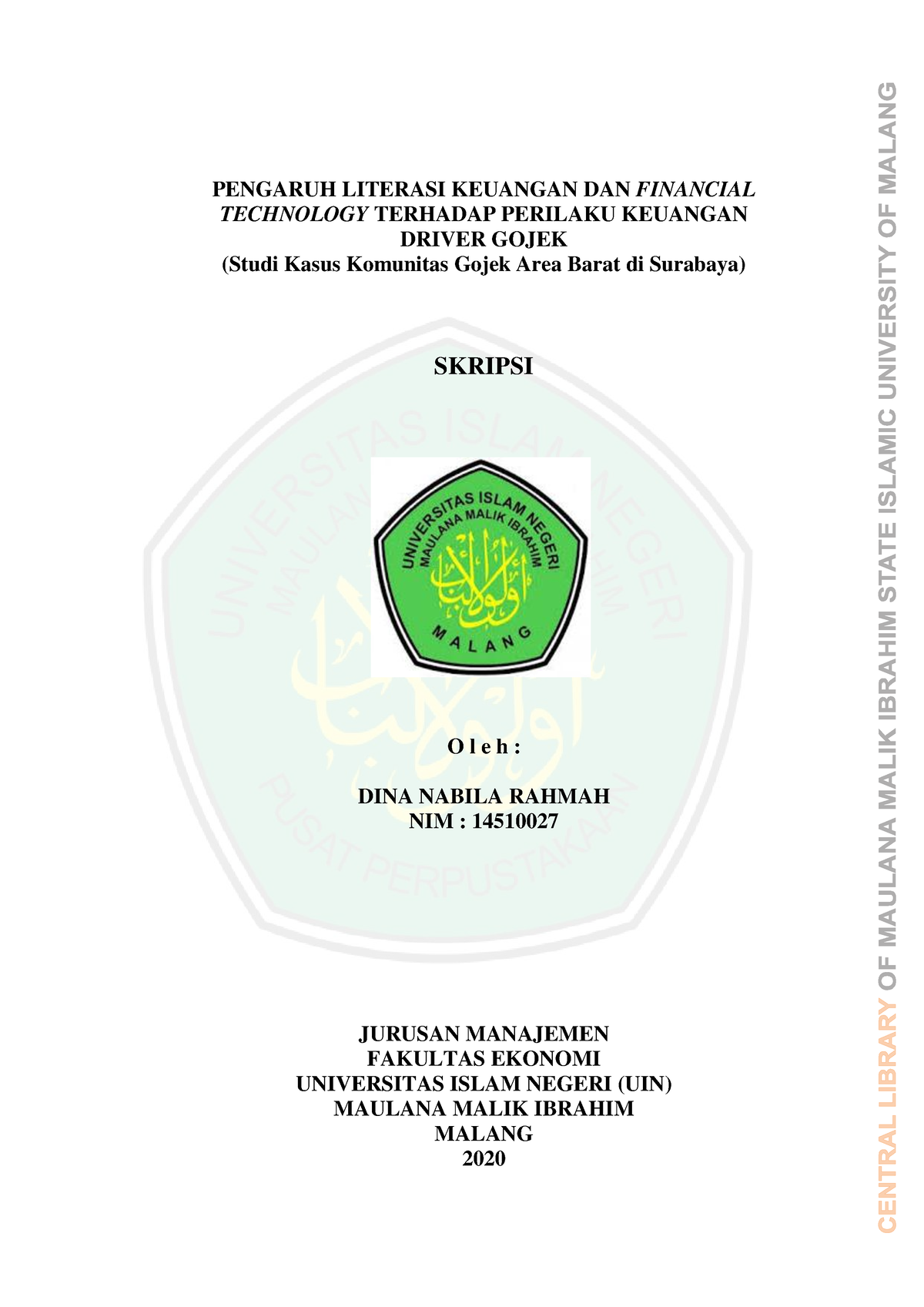 Pengaruh Literasi Keuangan DAN Financial - PENGARUH LITERASI KEUANGAN ...