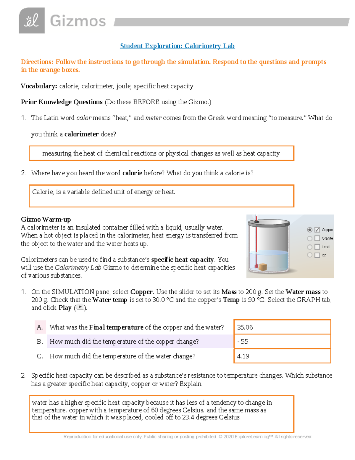 Calorimetry Lab student Real Student Exploration Calorimetry Lab Directions Follow the Studocu