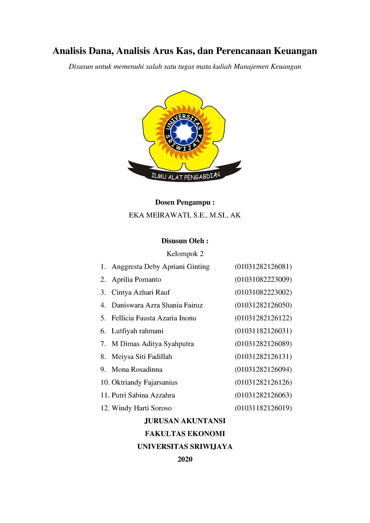 Makalah Kelompk 2 (Analisis Dana, Analisis Arus Kas, Dan Perencanaan ...