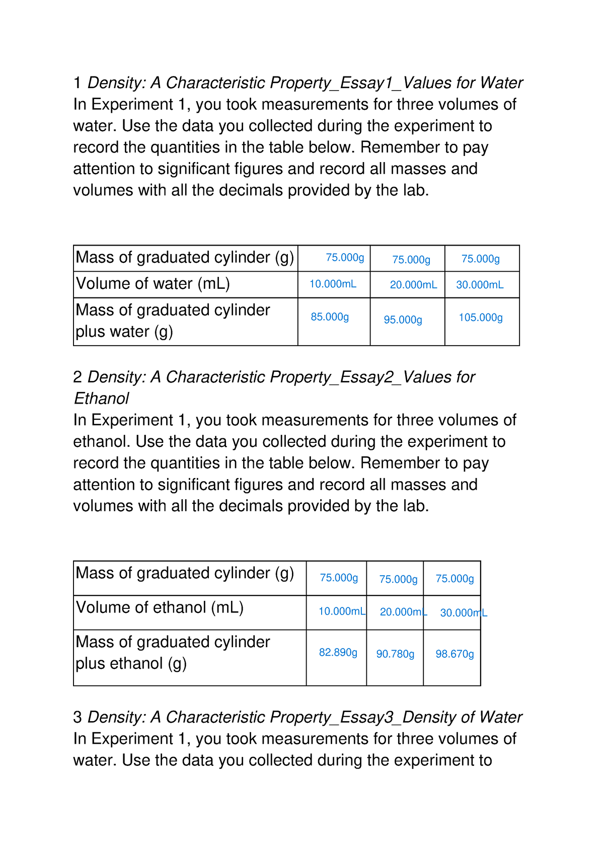 density of water experiment lab report pdf