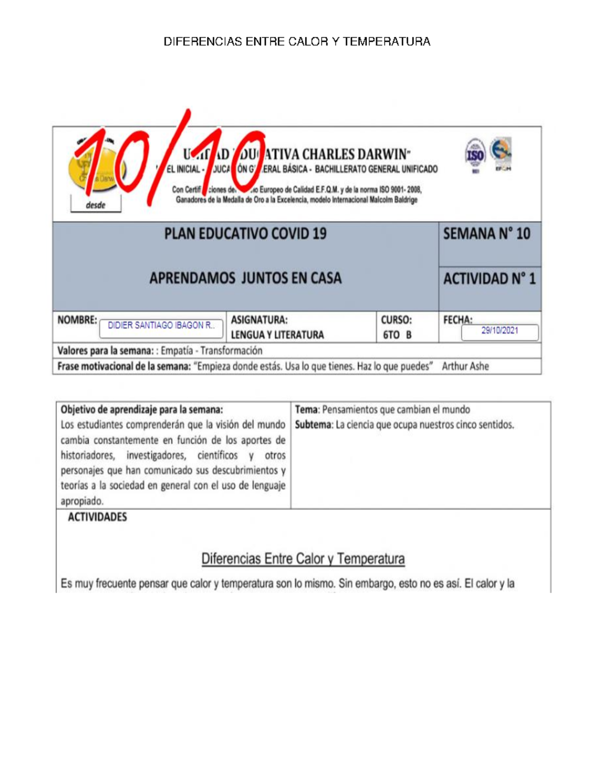 Diferencias Entre Calor Y Temperatura english language DIFERENCIAS