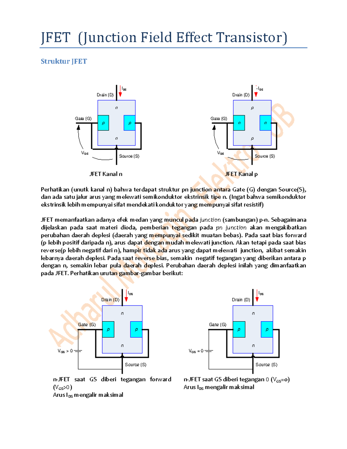 Prinsip kerja FET JFET (Junction Field Effect Transistor) Struktur
