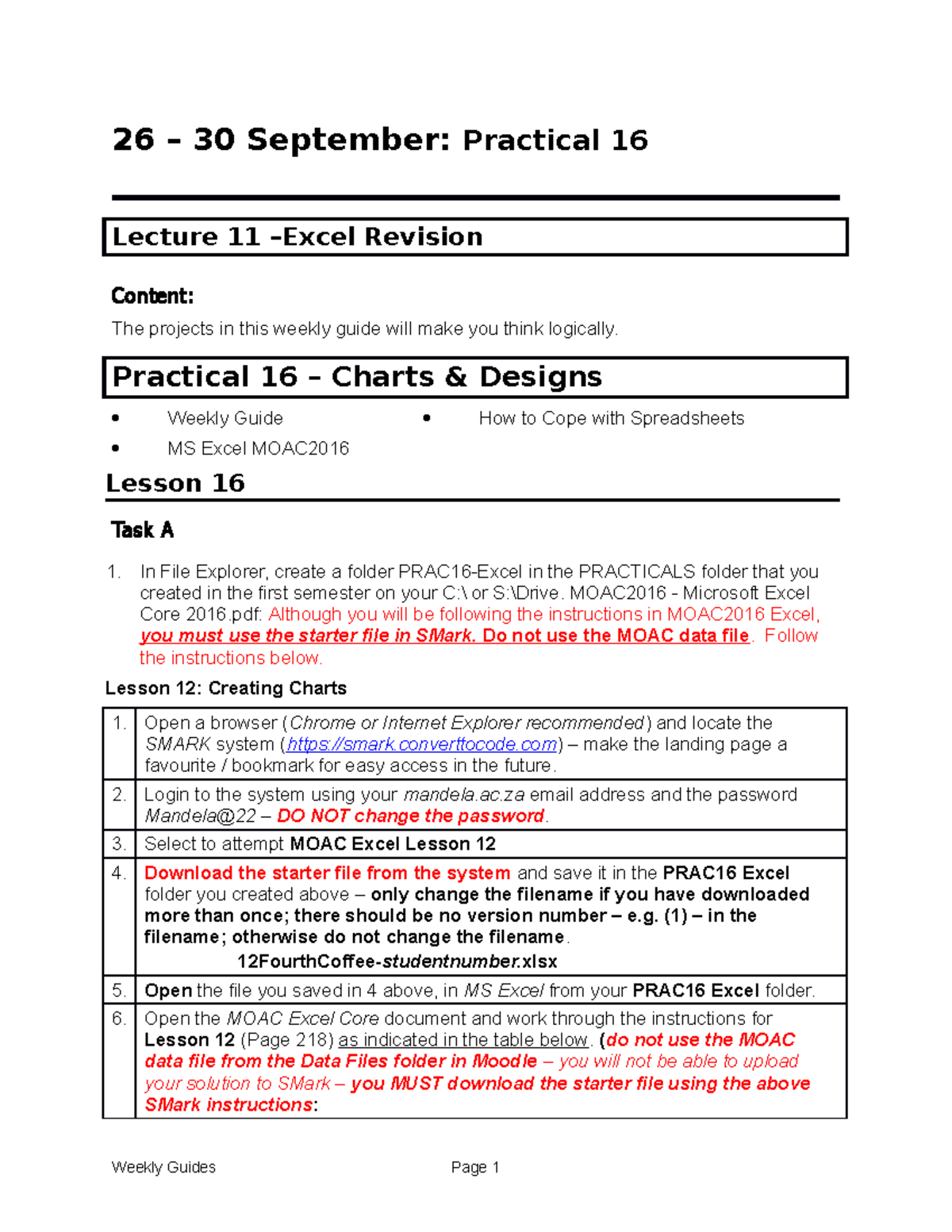 WRFV1X0 Weekly Guide Practical 16 (26-30 Sept 2022) - 26 – 30 September ...