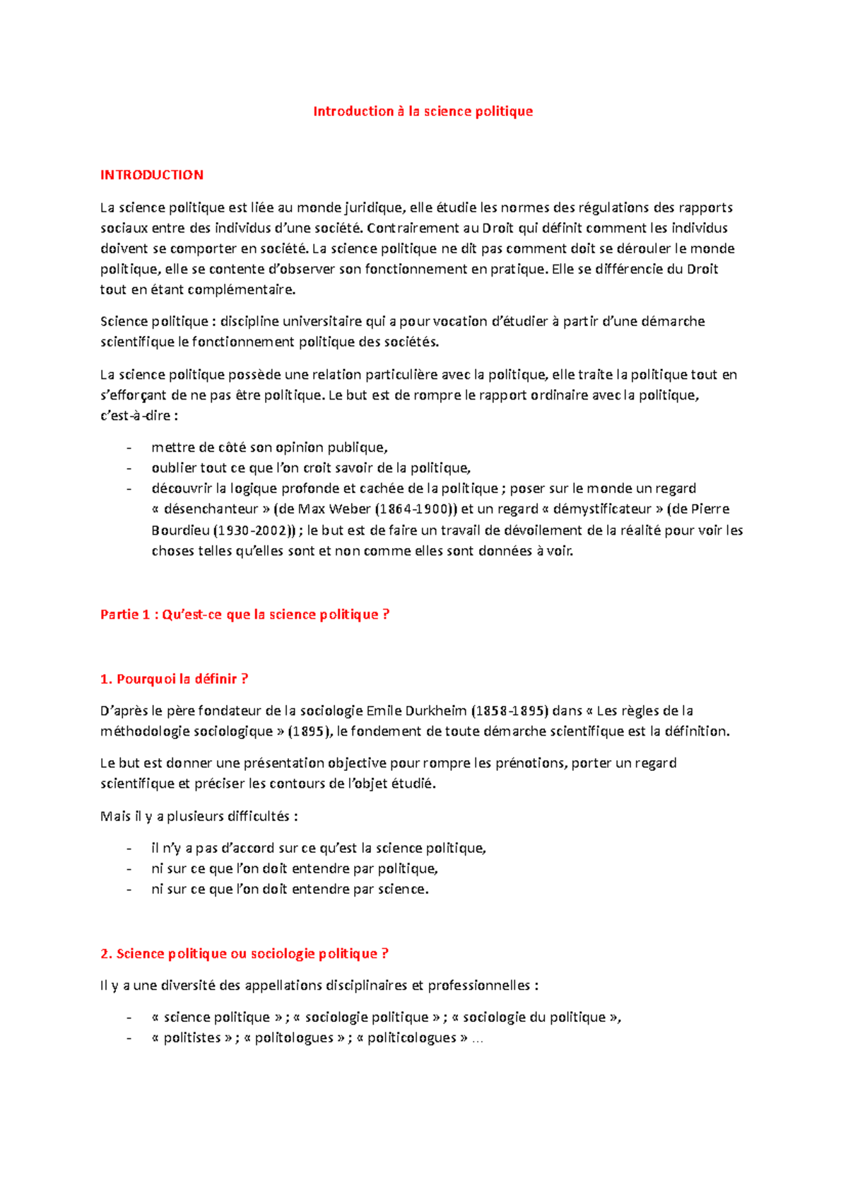 CM Science politique - Le cours - Introduction à la science politique ...