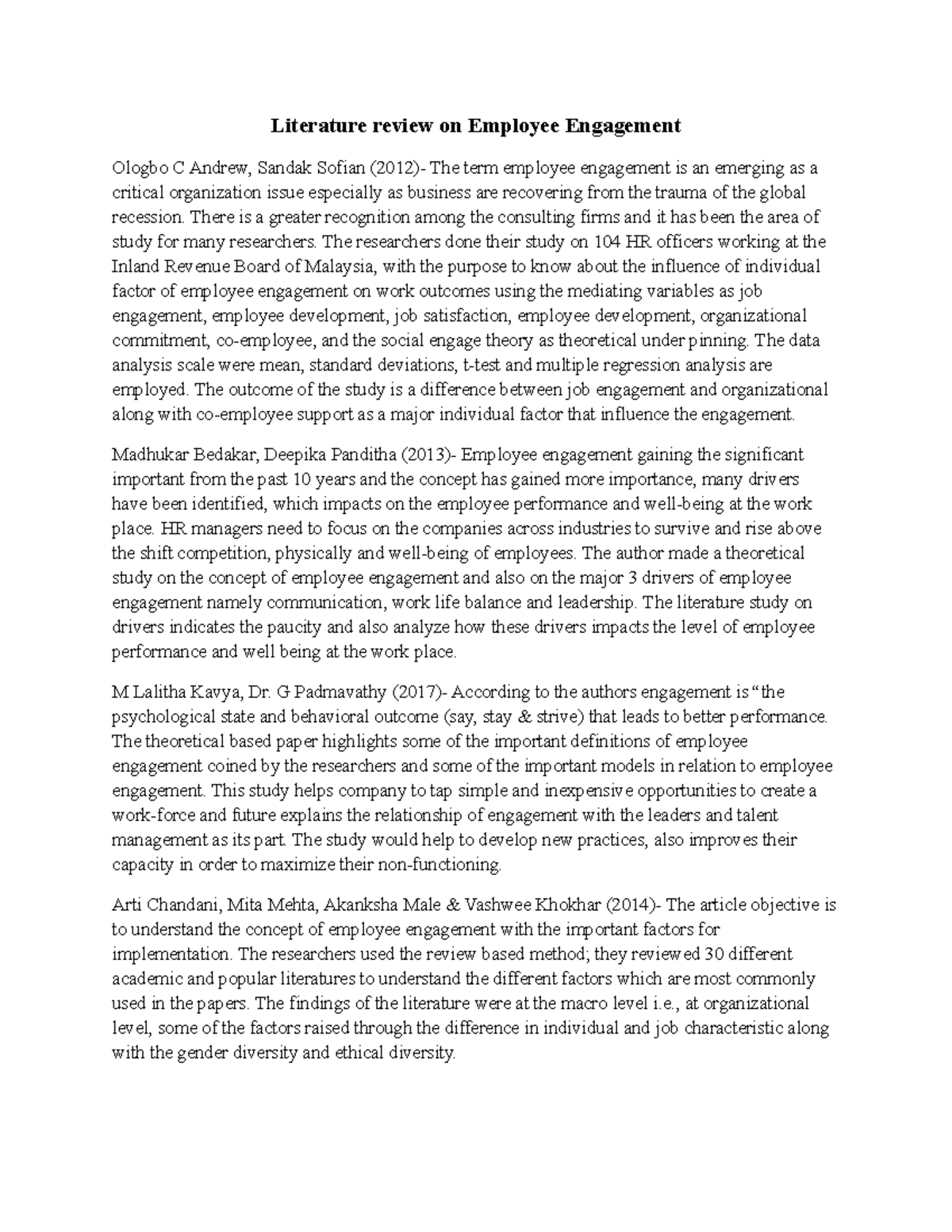 Literature review on employee engagement there is a greater