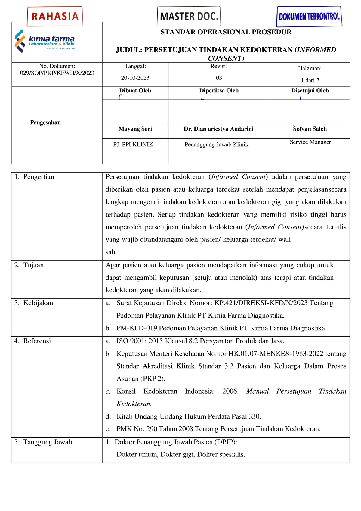 SOP Persetujuan Tindakan Kedokteran ( Informed Consent) REV 03 - JUDUL ...