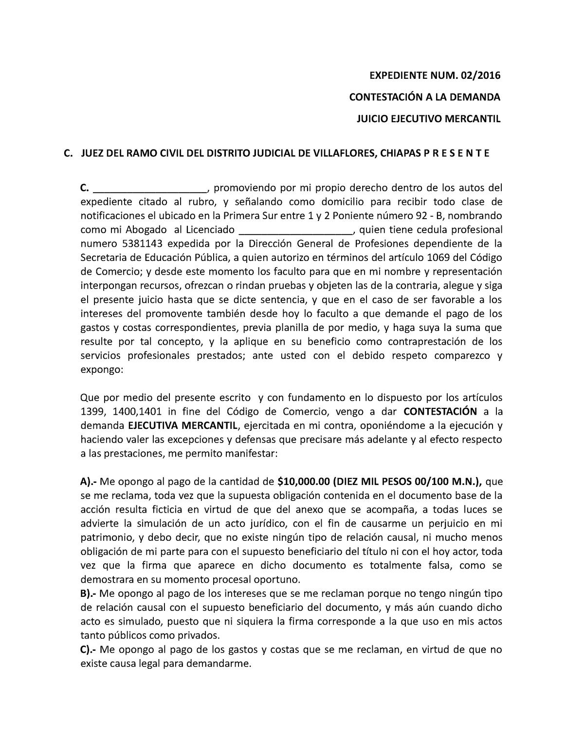 4.- Escrito de Contestacion de demanda - EXPEDIENTE NUM. 02 ...