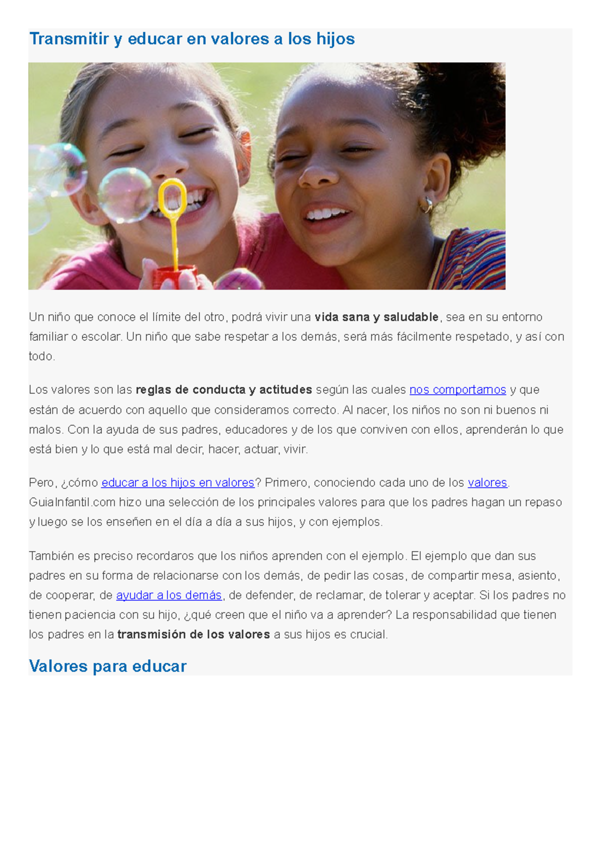 Transmitir y educar en valores a los hijos - Un niño que sabe respetar ...