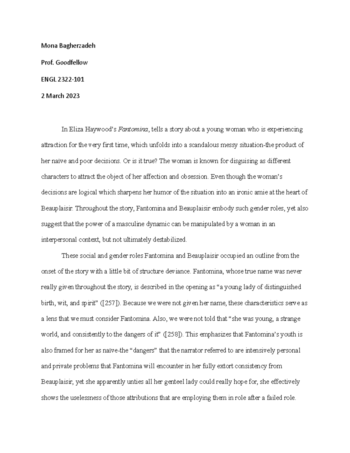 Interpretive essay #1 - literature example assignment - Mona ...