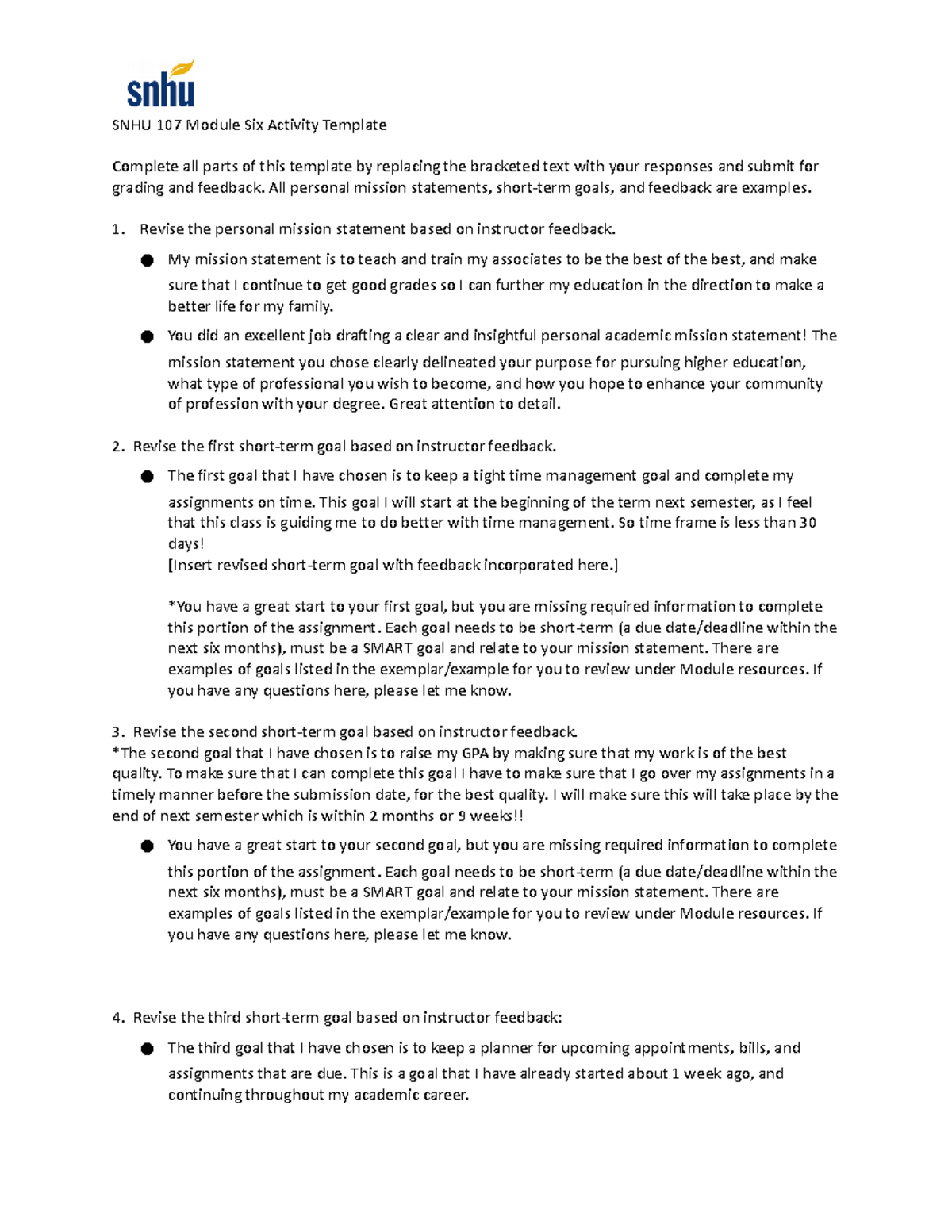 SNHU 107 Module Six Activity Template SNHU 107 Module Six Activity