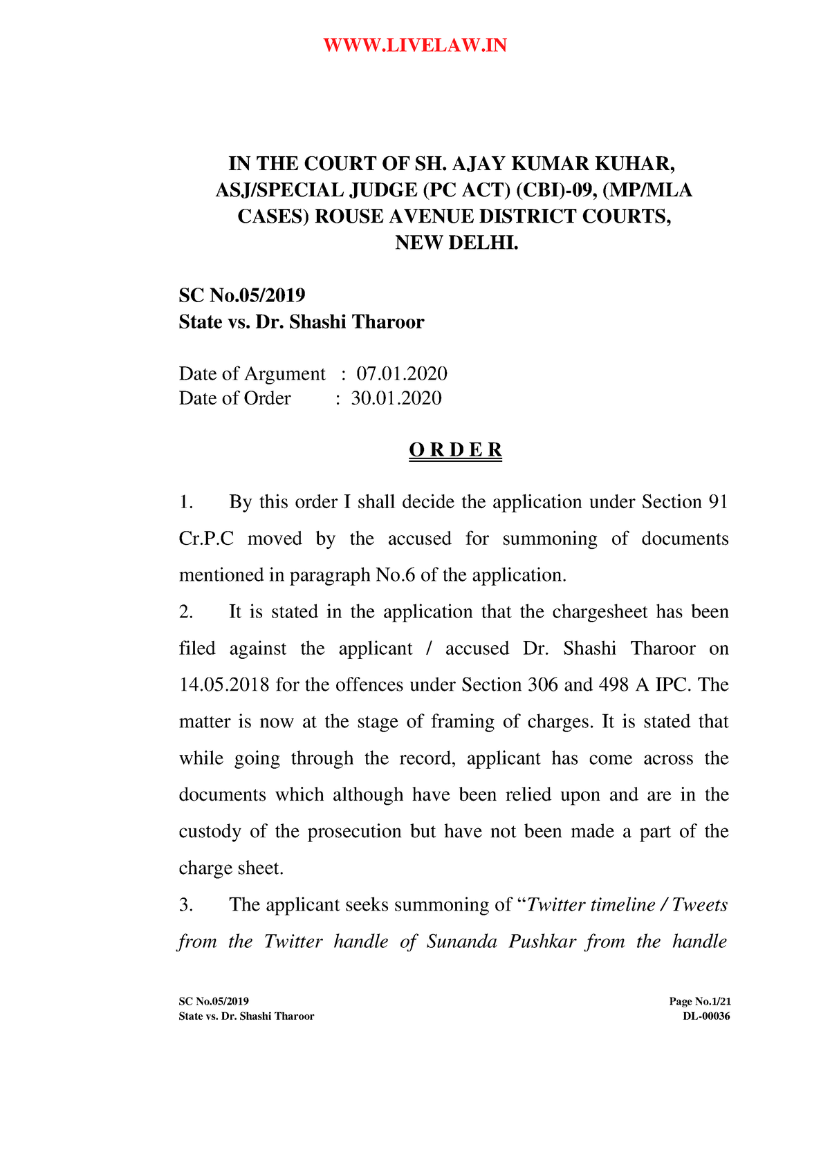 Section 91 Crpc - Judgment - IN THE COURT OF SH. AJAY KUMAR KUHAR, ASJ