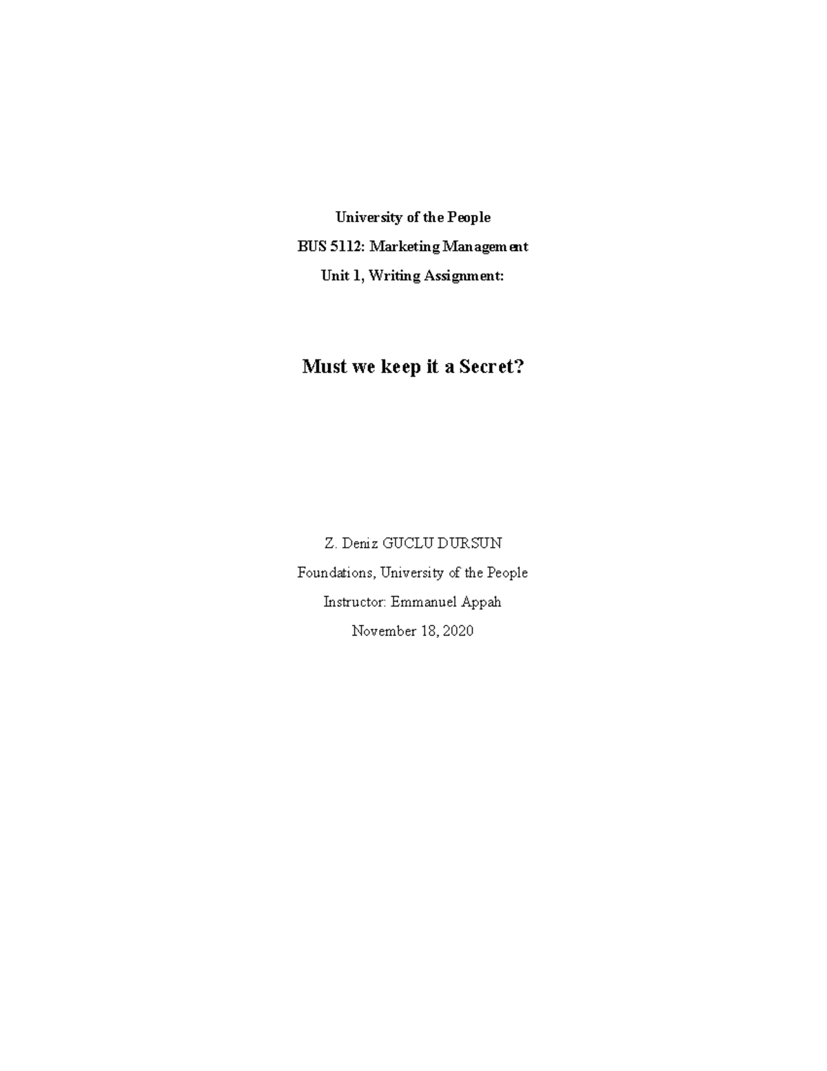 DGD Bus5112 Written Assignment Unit1 - University of the People BUS ...