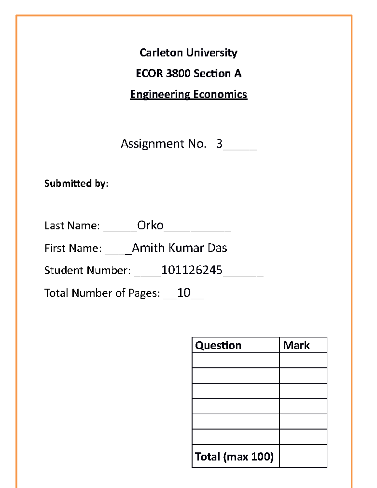 assignment 3 solutions - Carleton University ECOR 3800 Section A ...
