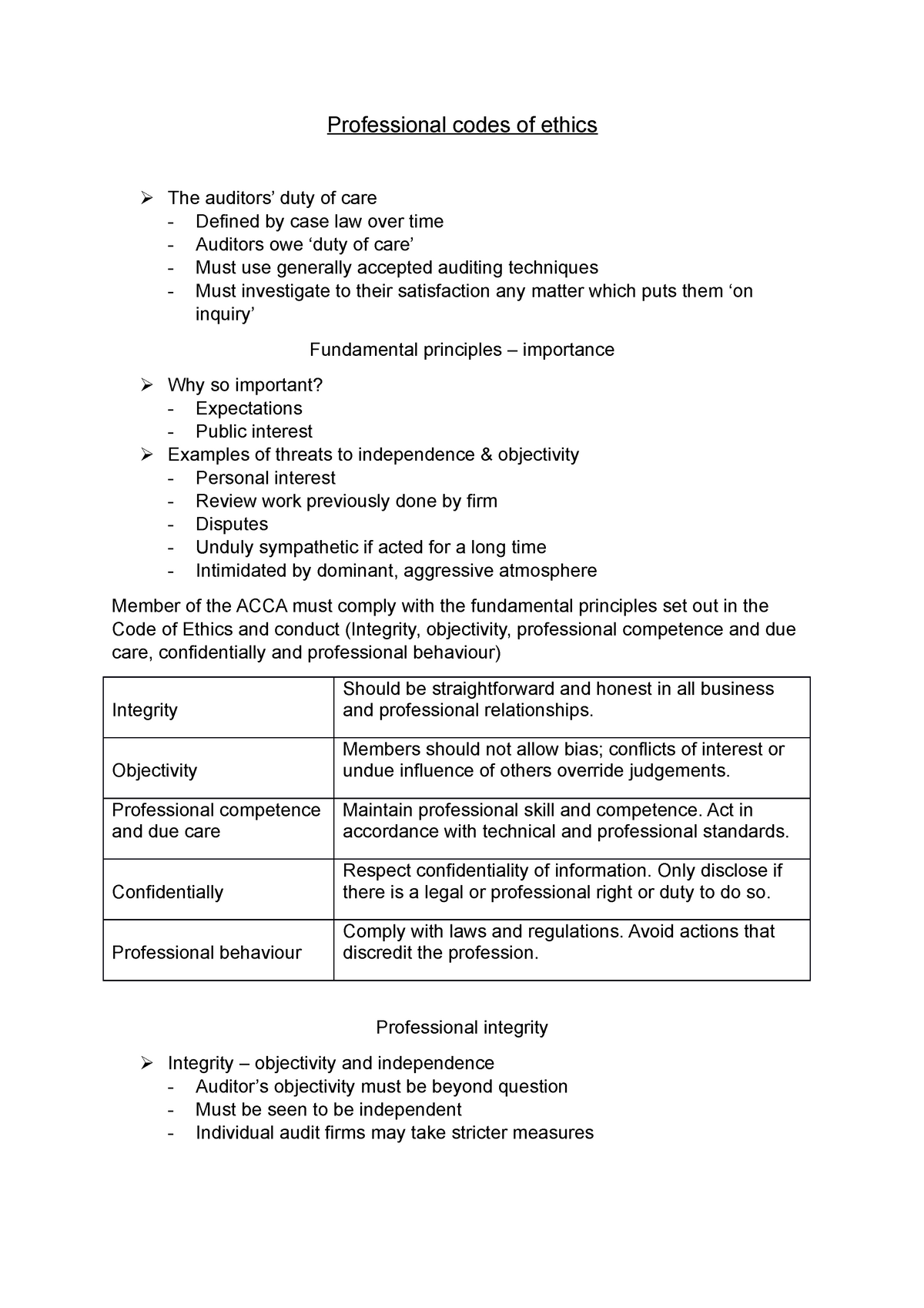 Professional Codes Of Ethics Part 1 Studocu