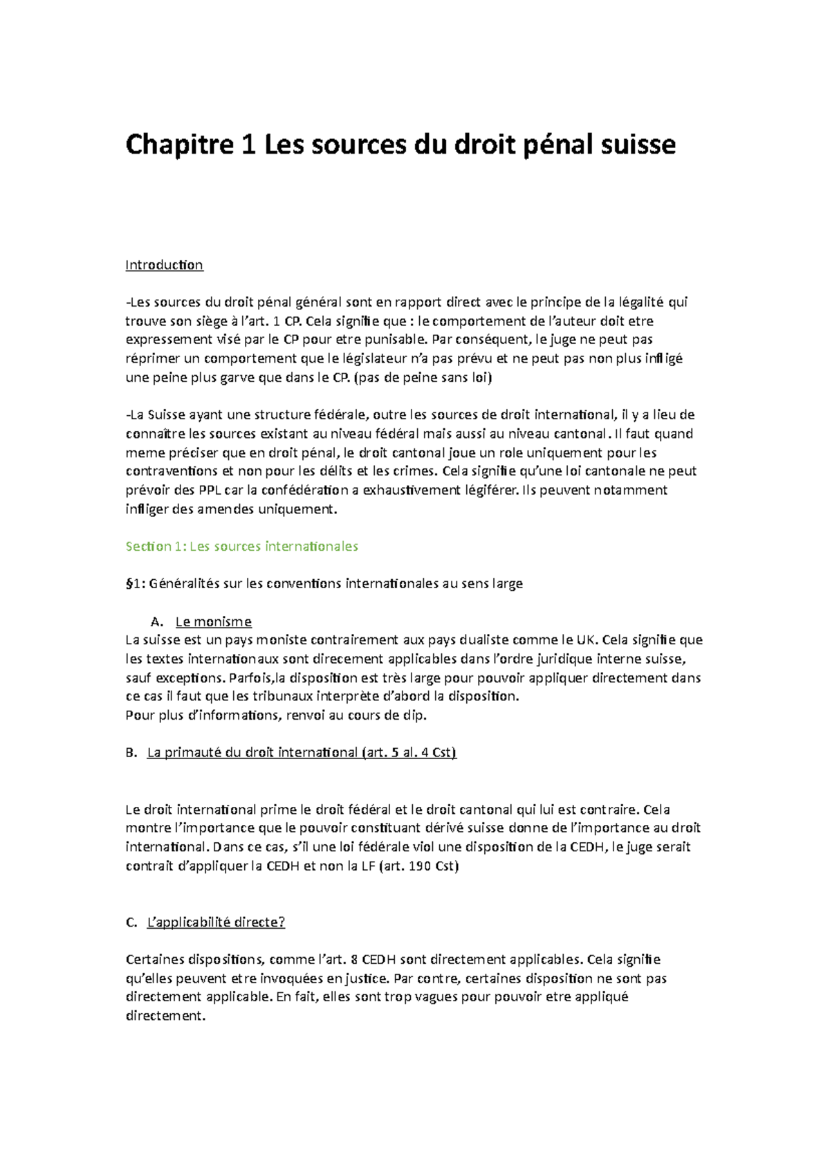 Chapitre 1 Les sources du droit pénal suisse - Chapitre 1 Les sources ...