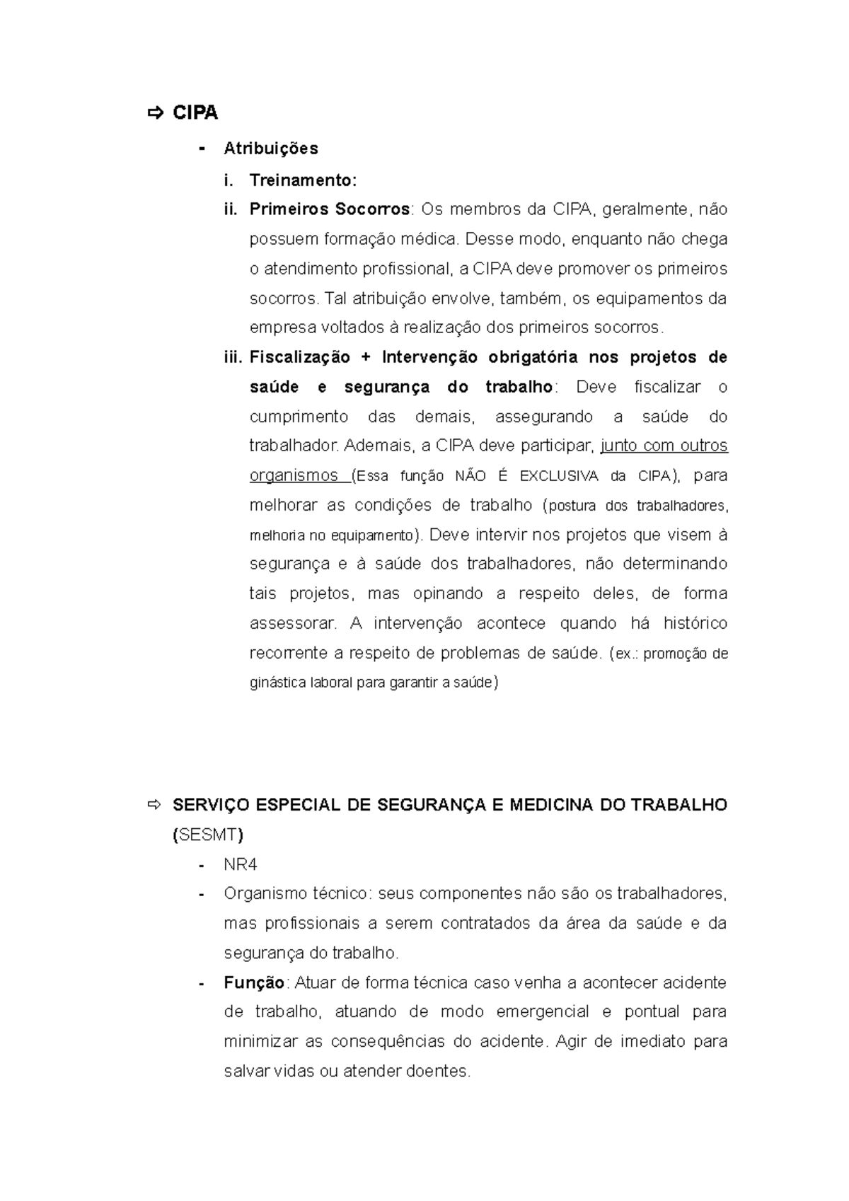 CIPA E Sesmt 09 - Anotações De Aula 3-5 - CIPA - Atribuições I ...