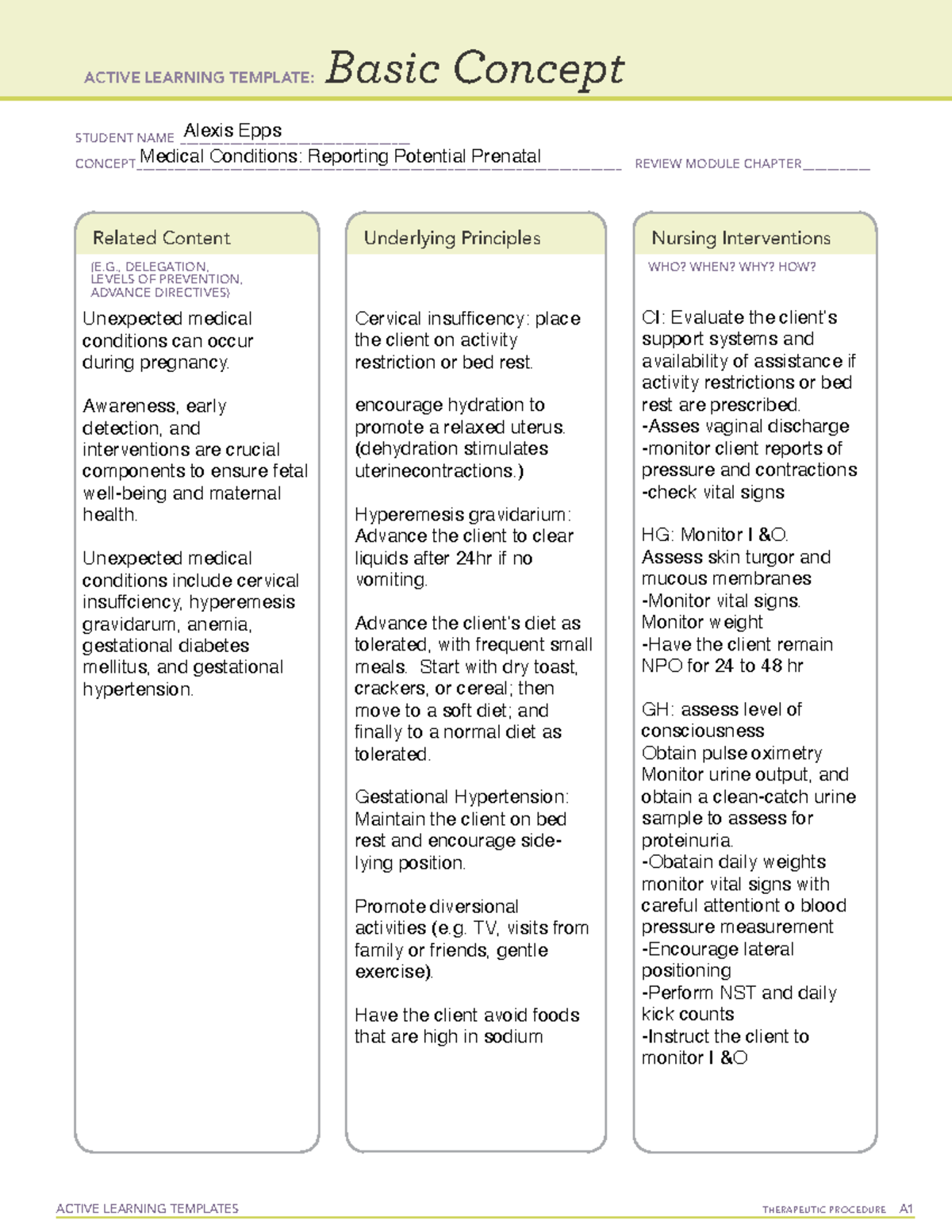 Ati Basic Concept Template Maternal Newborn