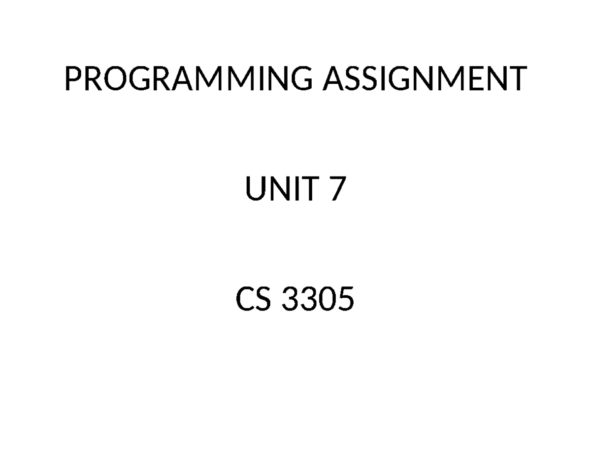 Cs 3305 Unit 7 PROG - Tutorial - Computer Applications In Statistical ...