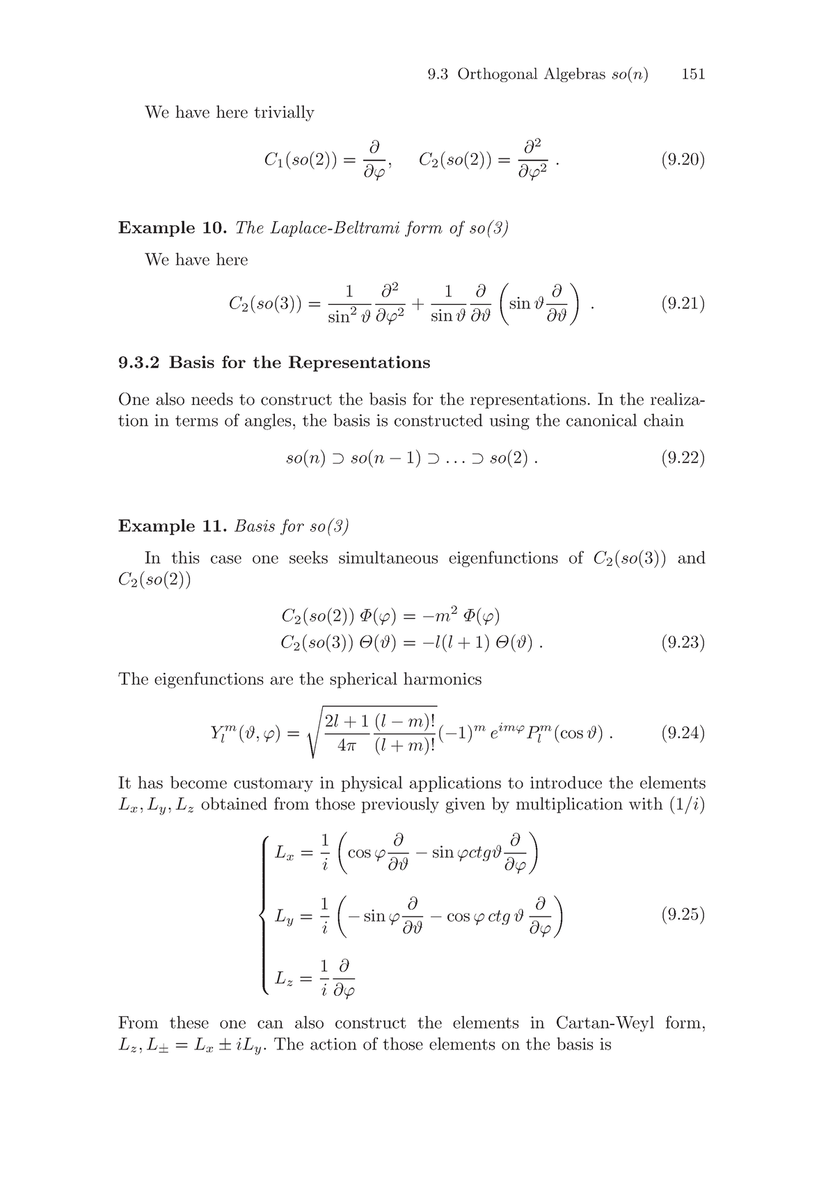 Algebras Applications-24 - 9 Orthogonal Algebras so(n) 151 We have here ...