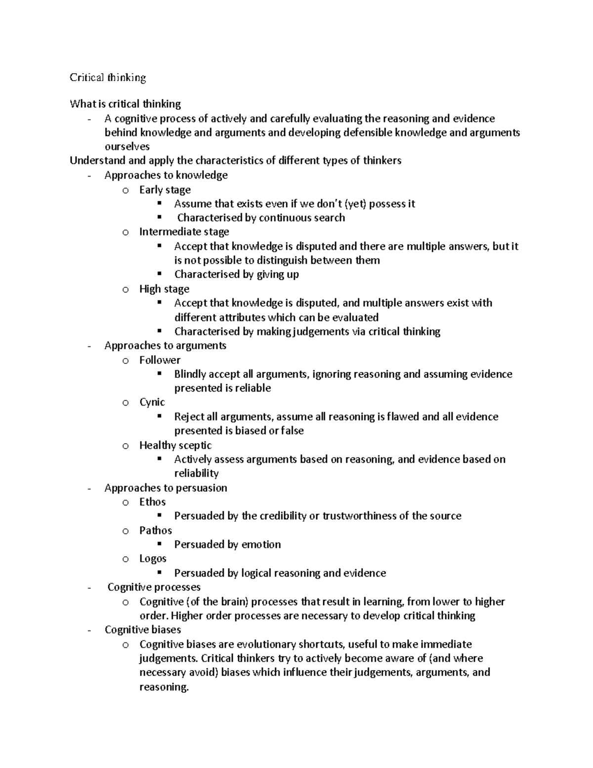 BU121 midterm review - notes - Critical thinking What is critical ...
