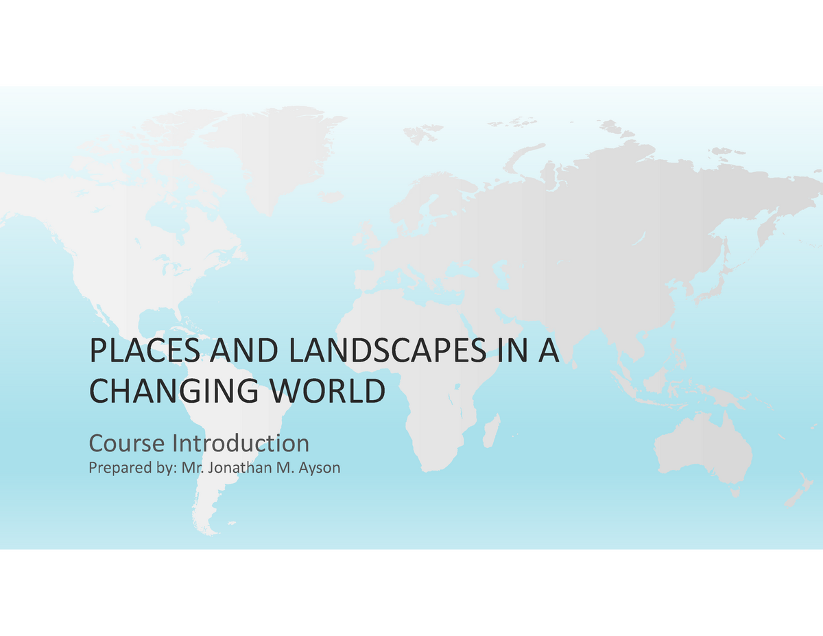 What Is Places And Landscape In A Changing World