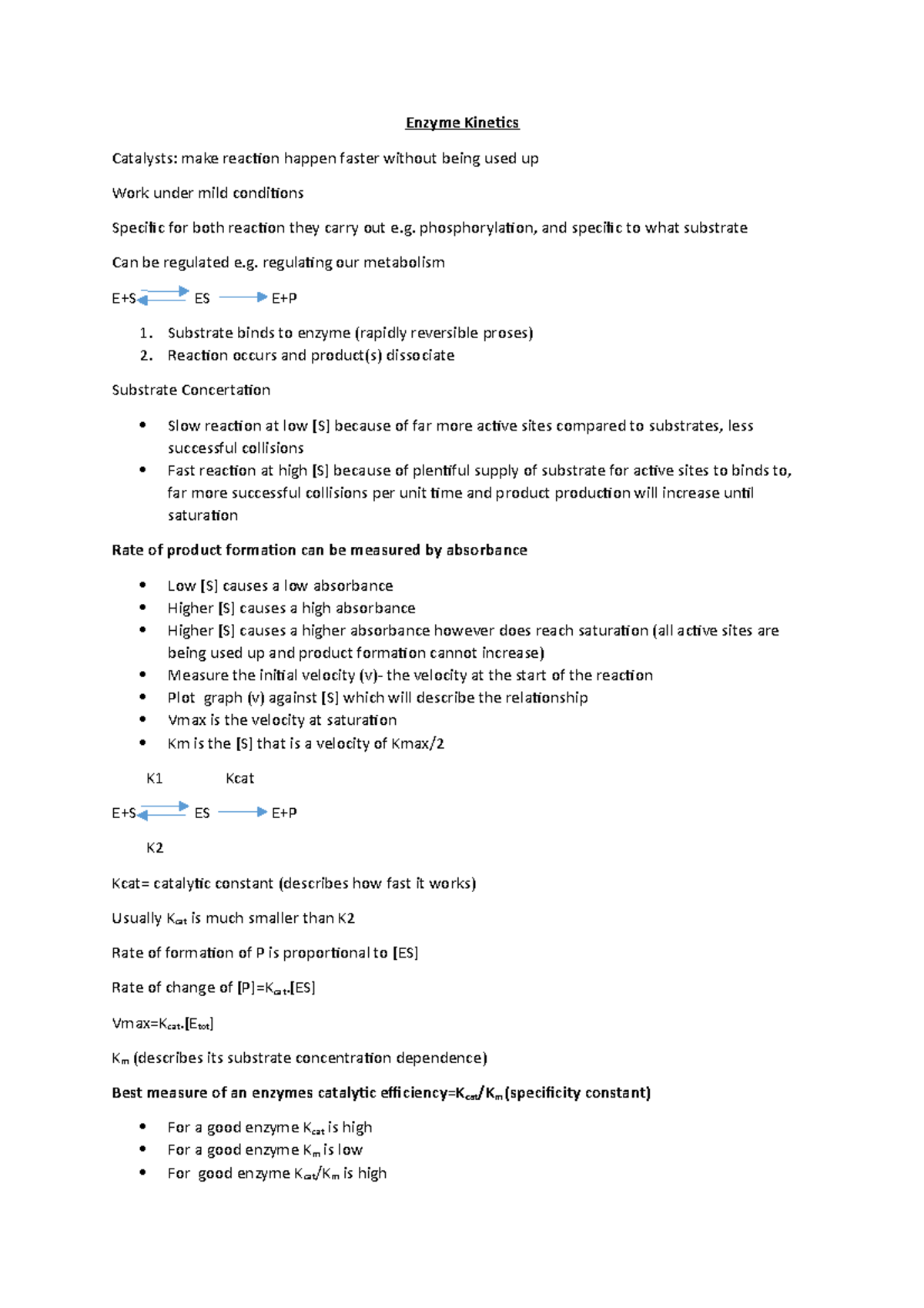Enzyme Lecture notes 1 Enzyme Catalysts make