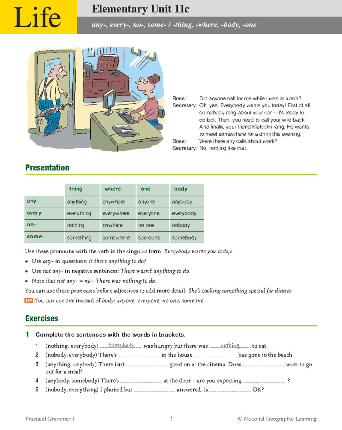 Elementary Unit 11c - apuntes ingles - Practical Grammar 1 1 © National ...