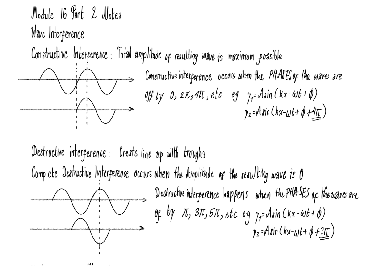 UP1 Module 16 Part 2 Notes: Wave Interference - PHYS 211 - Studocu