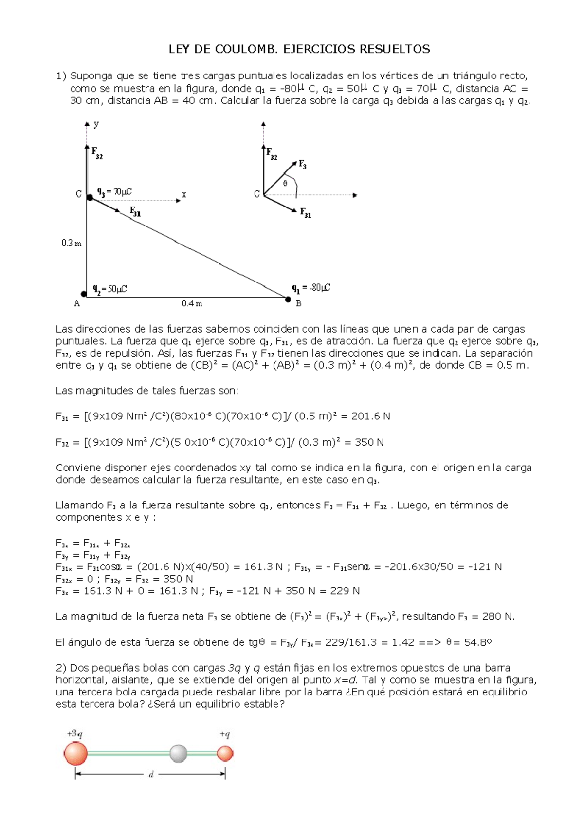 Ejercicios Resueltos Sobre Ley De Coulomb Images