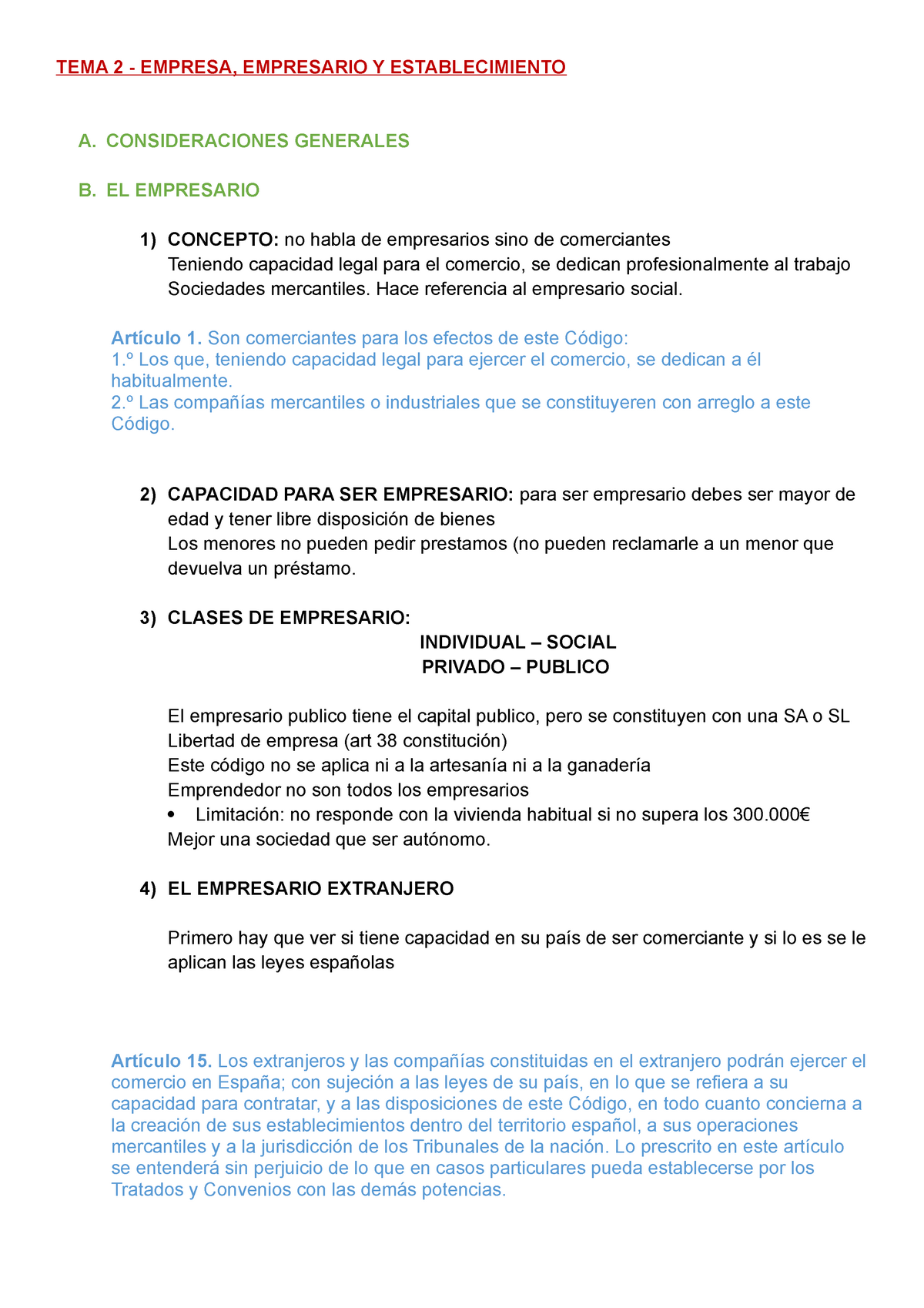 TEMA 2 Derecho Mercantil - TEMA 2 - EMPRESA, EMPRESARIO Y ...