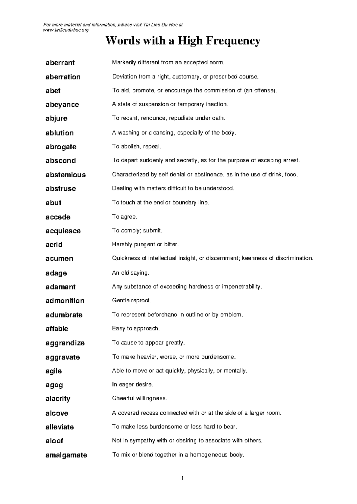 Words with a High Frequency IN TOEIC - Words with a High Frequency ...