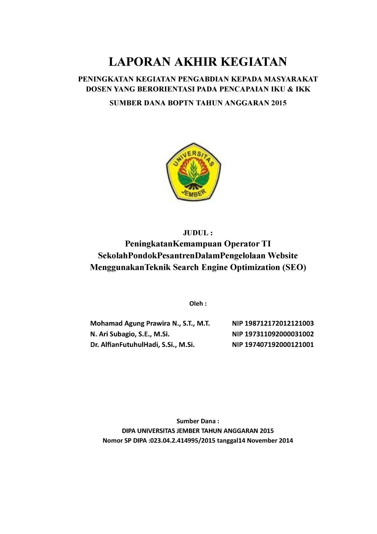 Laporan Akhir Pengabdian Boptn - LAPORAN AKHIR KEGIATAN PENINGKATAN ...