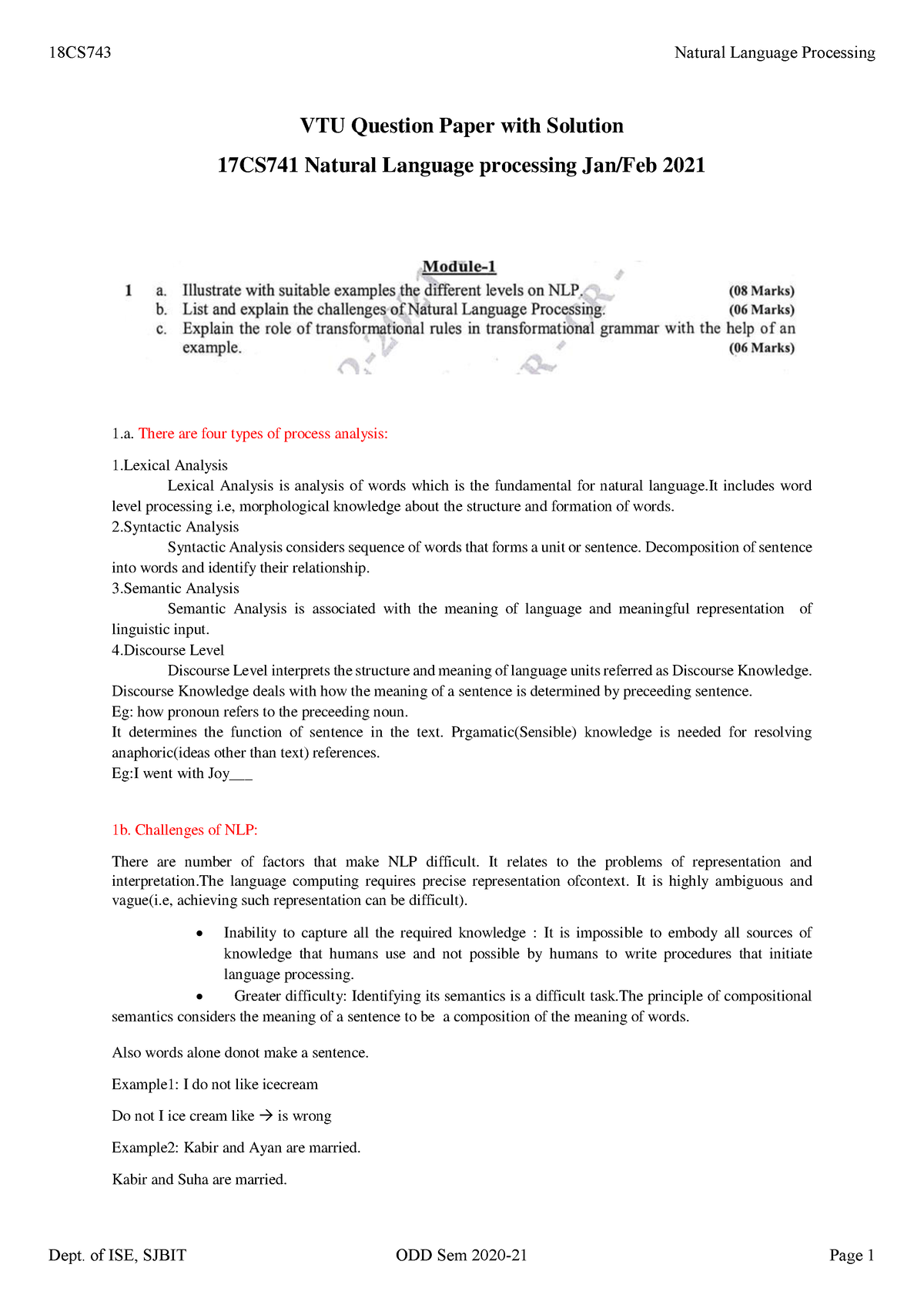 NLP - Natural Language Processing - VTU Question Paper With Solution ...