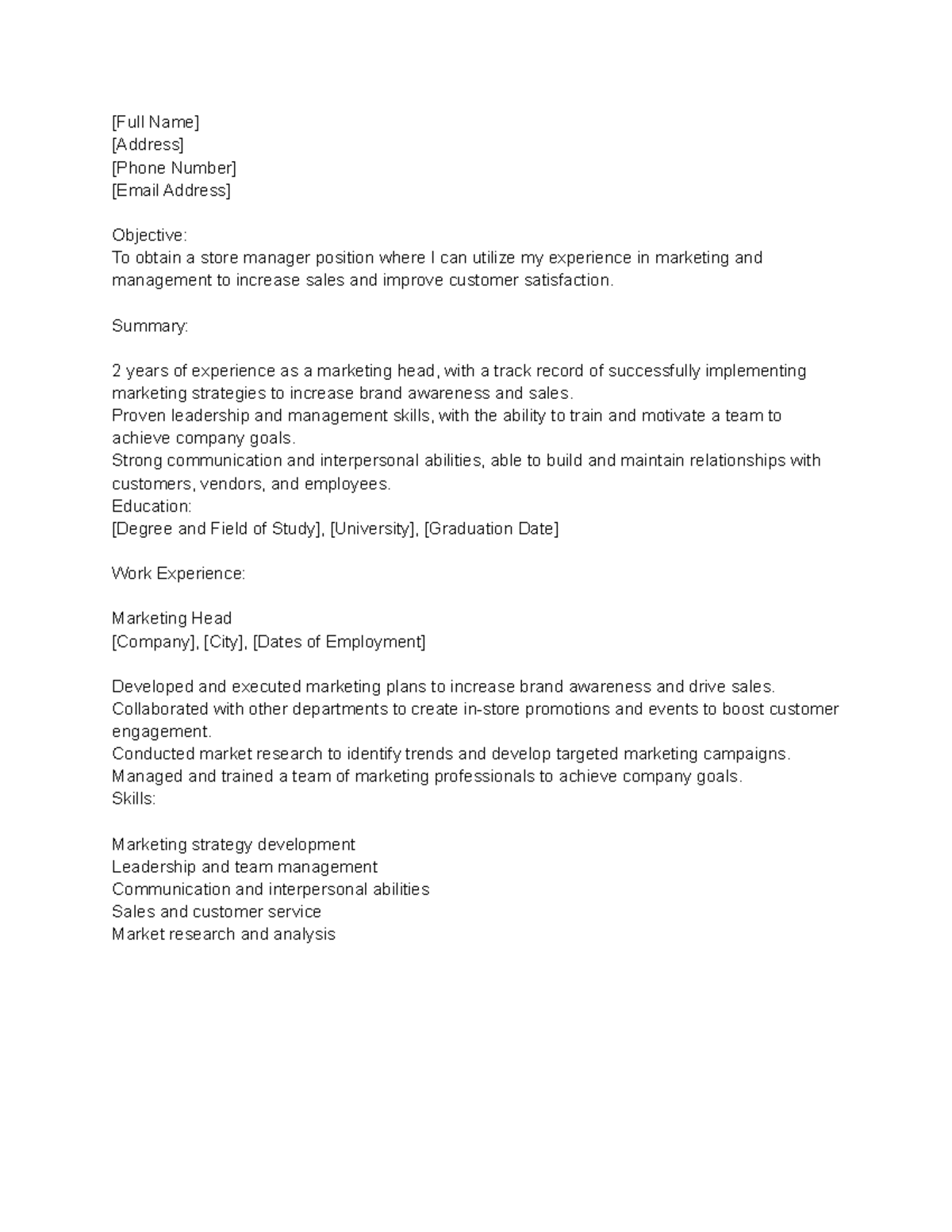 Resume - [Full Name] [Address] [Phone Number] [Email Address] Objective ...
