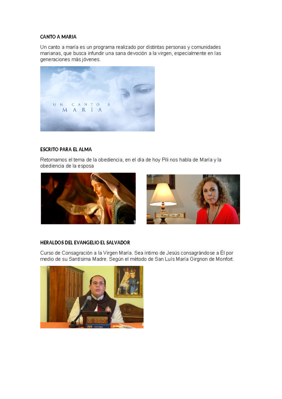 Propuesta Programacion - CANTO A MARIA Un canto a maría es un programa ...