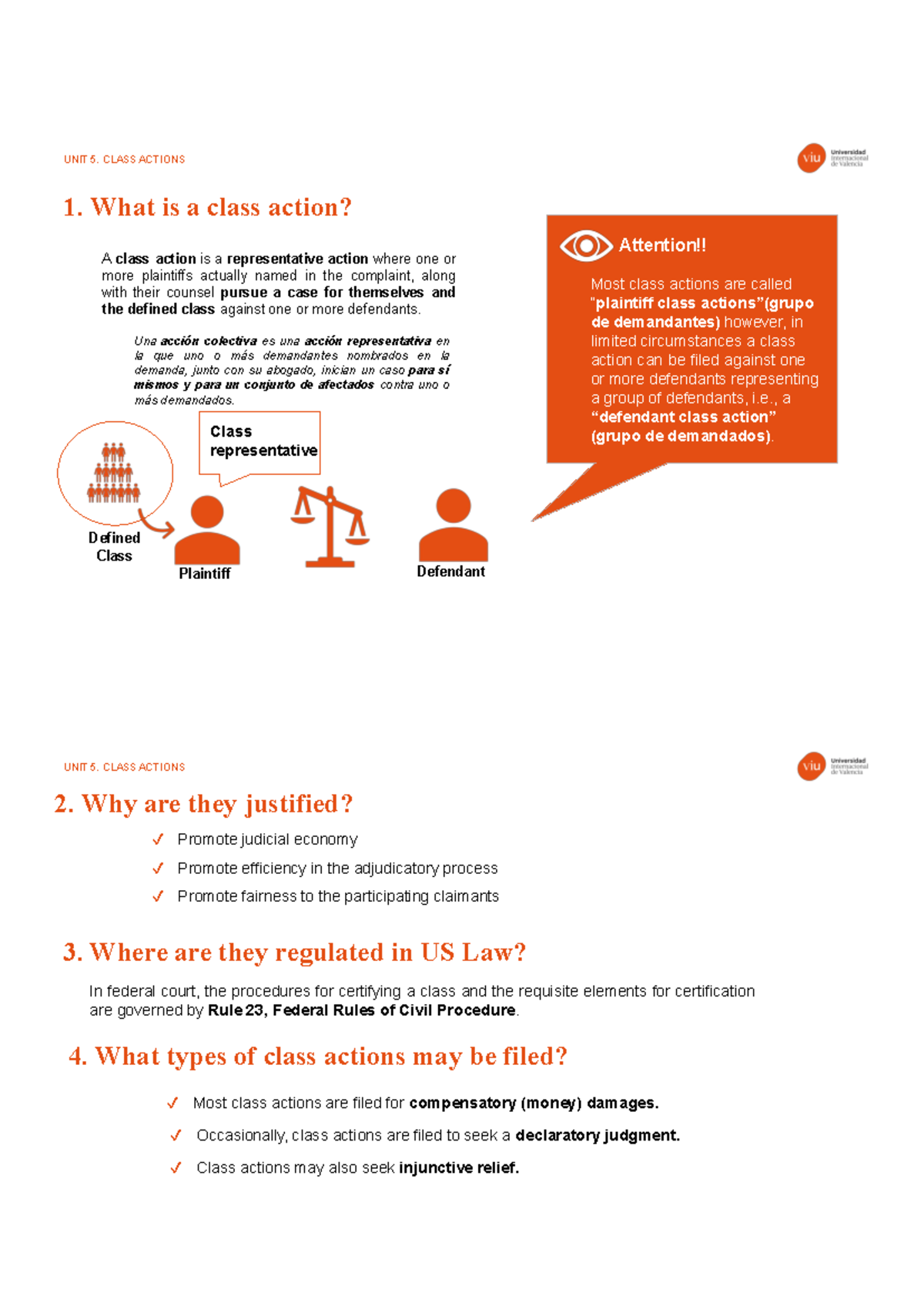 U5 LE MOD - Apunts - A class action is a representative action where ...
