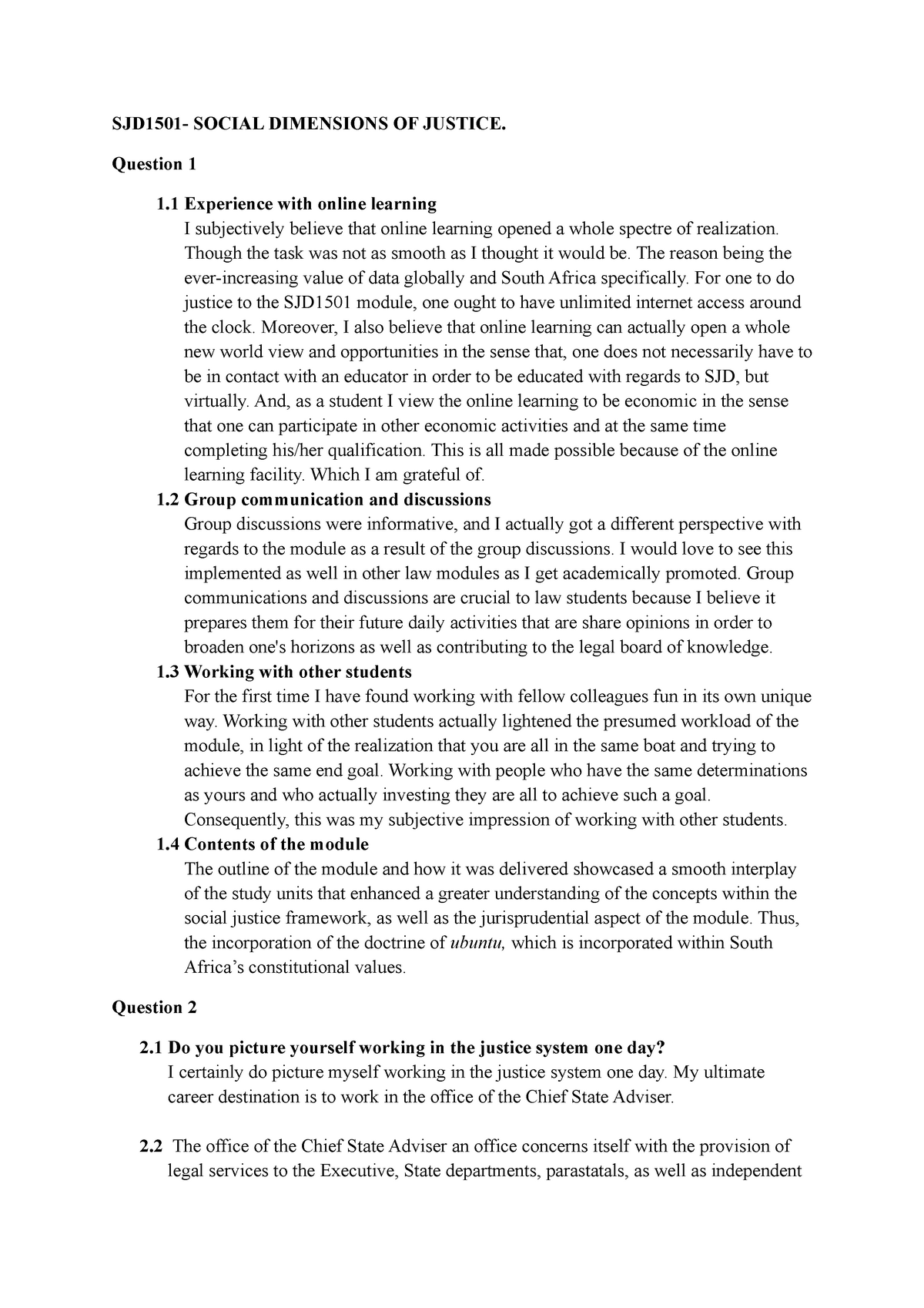 sjd1501 assignment 7 answers 2022