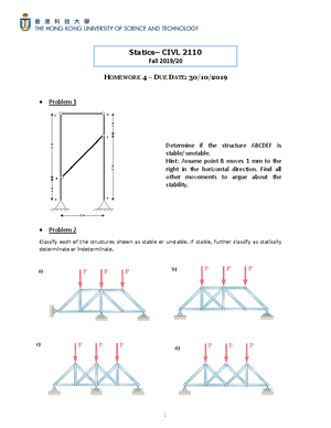 Homework 3 - Fall 2023 - 1 Statics – CIVL 2110 Fall 2023 HOMEWORK 3 ...