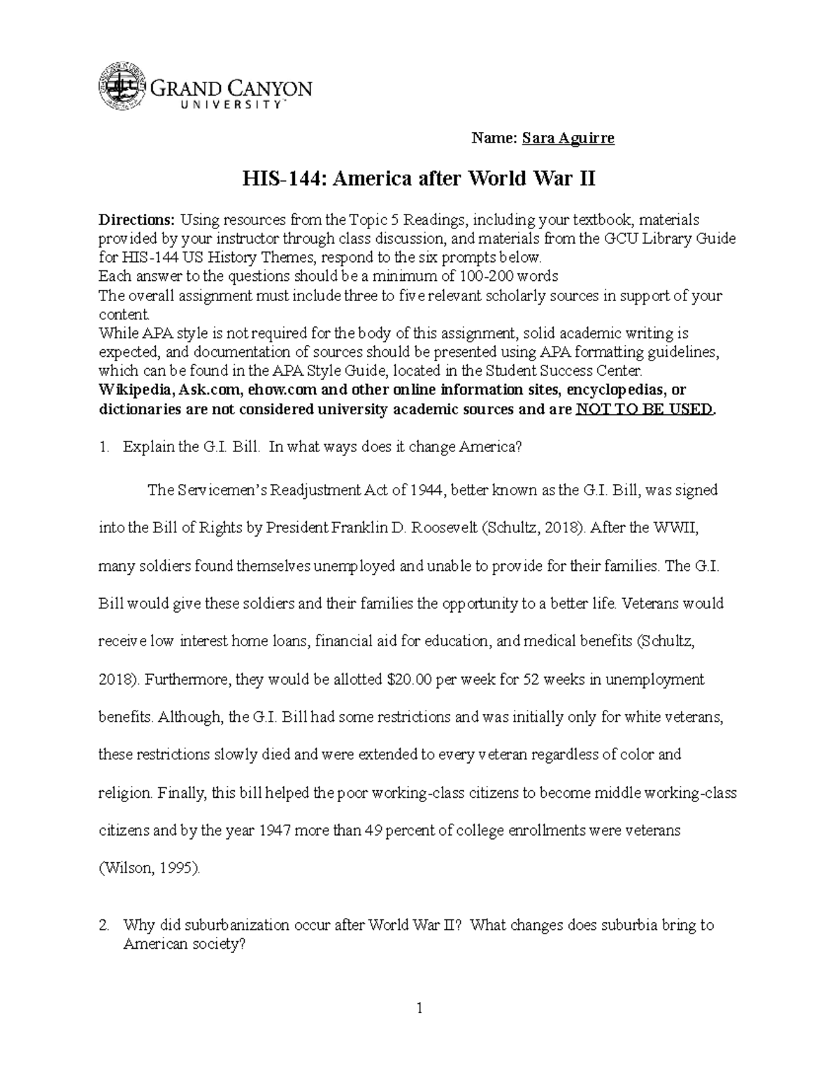 Topic 5 America After WWII Worksheet - StuDocu