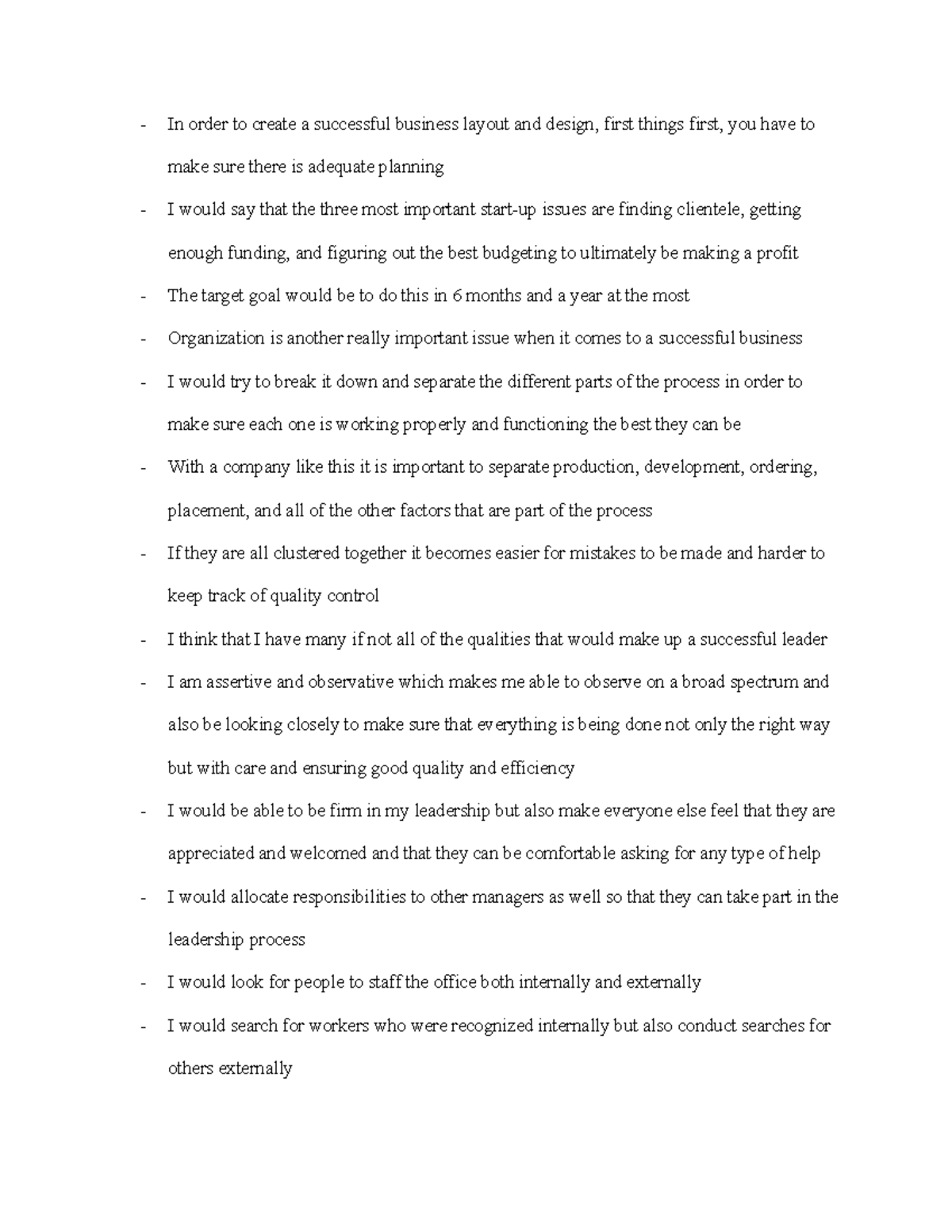 Leadership - lecture notes - In order to create a successful business ...